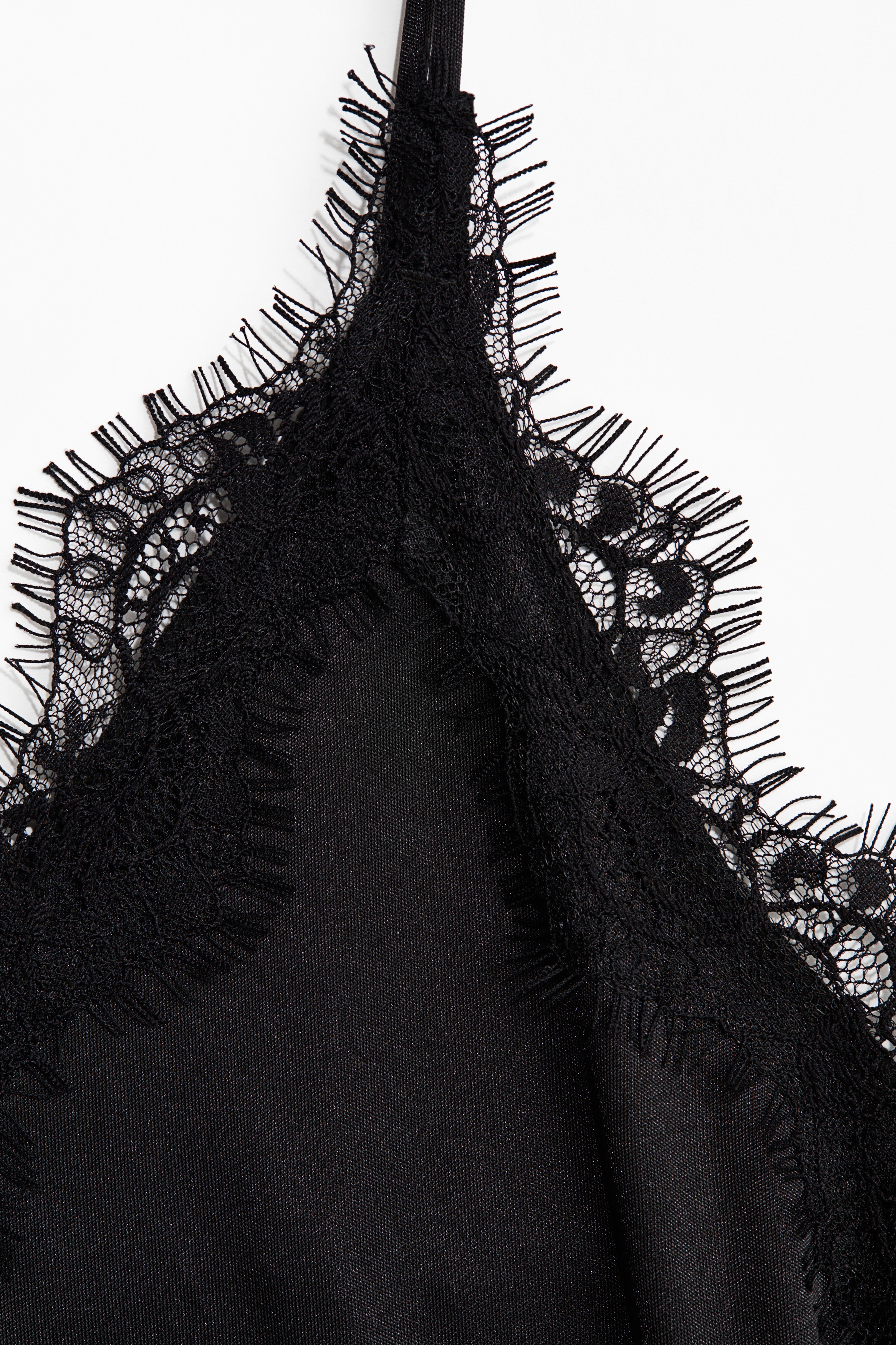 Women's Black Lace-Trimmed Jersey Slip Dress | H&M US
