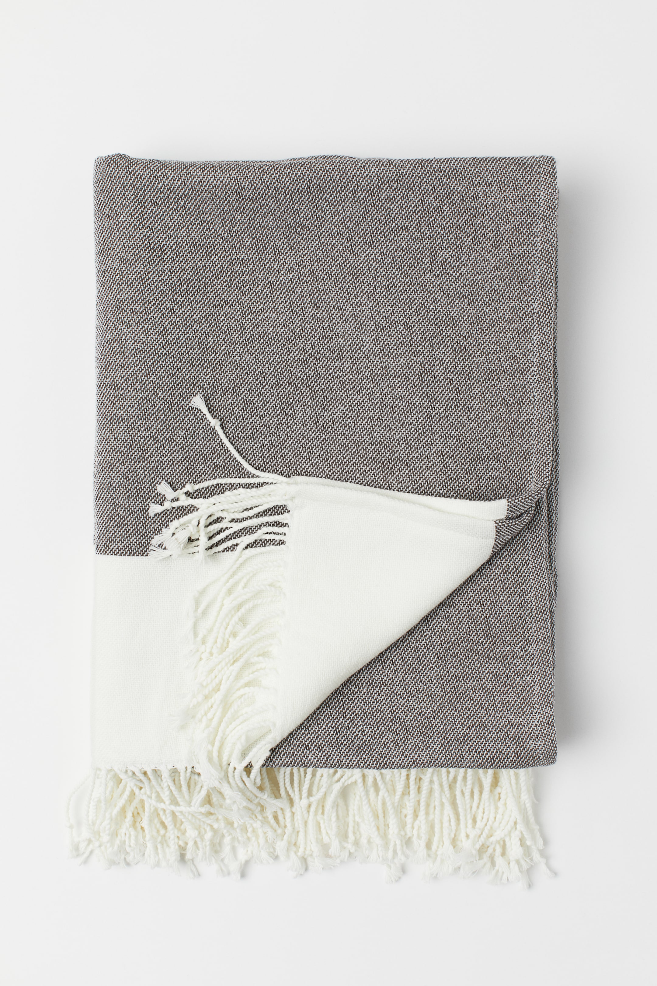 View larger image: Fringed blanket - Dark mole - Home All | H&M IE 1
