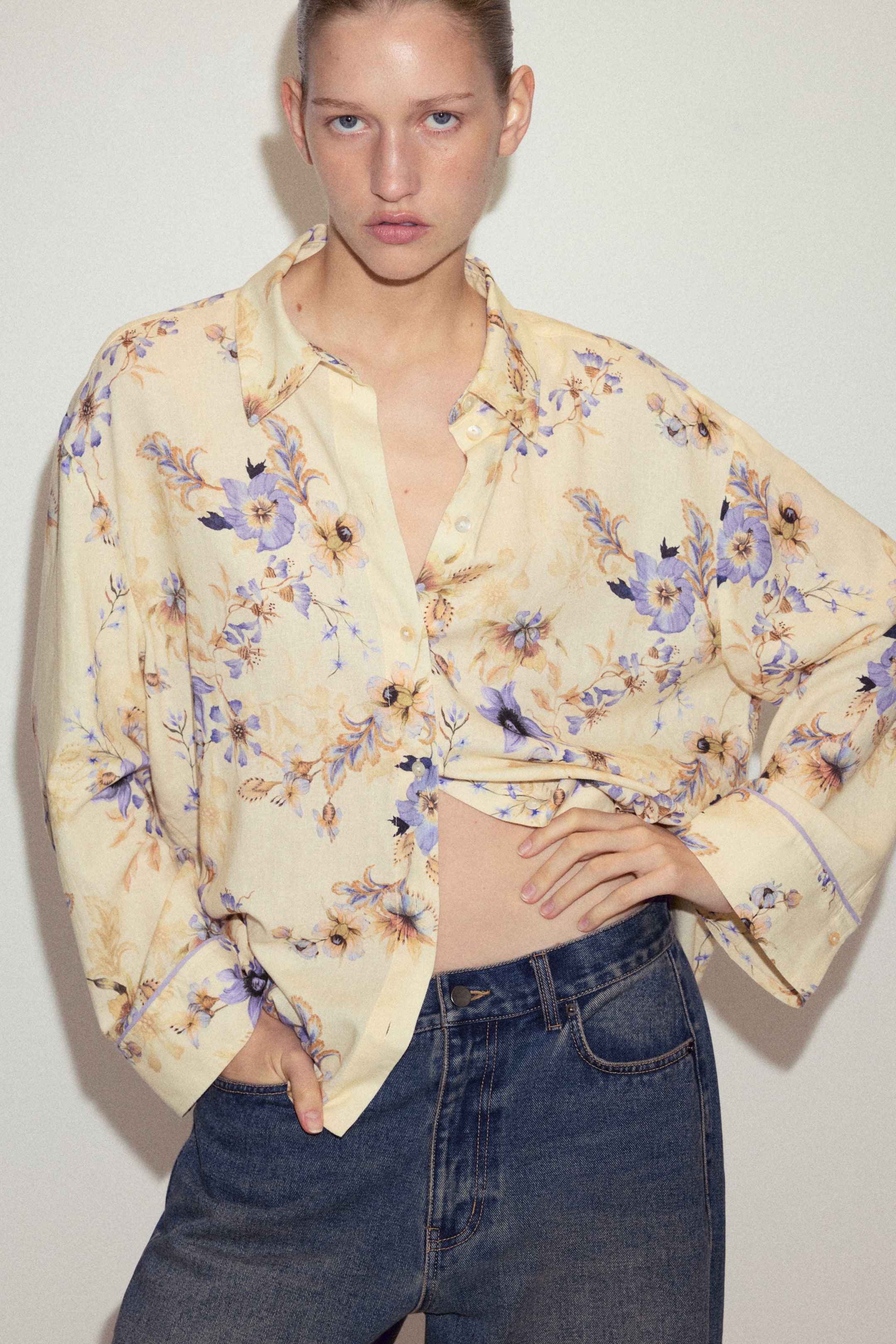 Chemise ample en lin mélangé