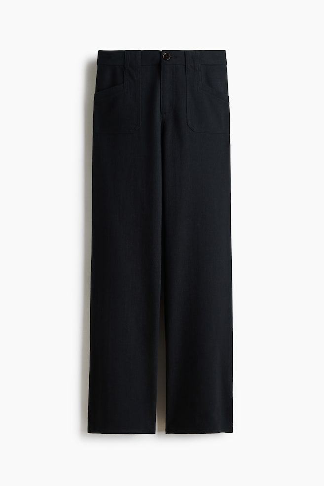 Wide-Leg Twill Pants - Black/Beige/Khaki green - 1