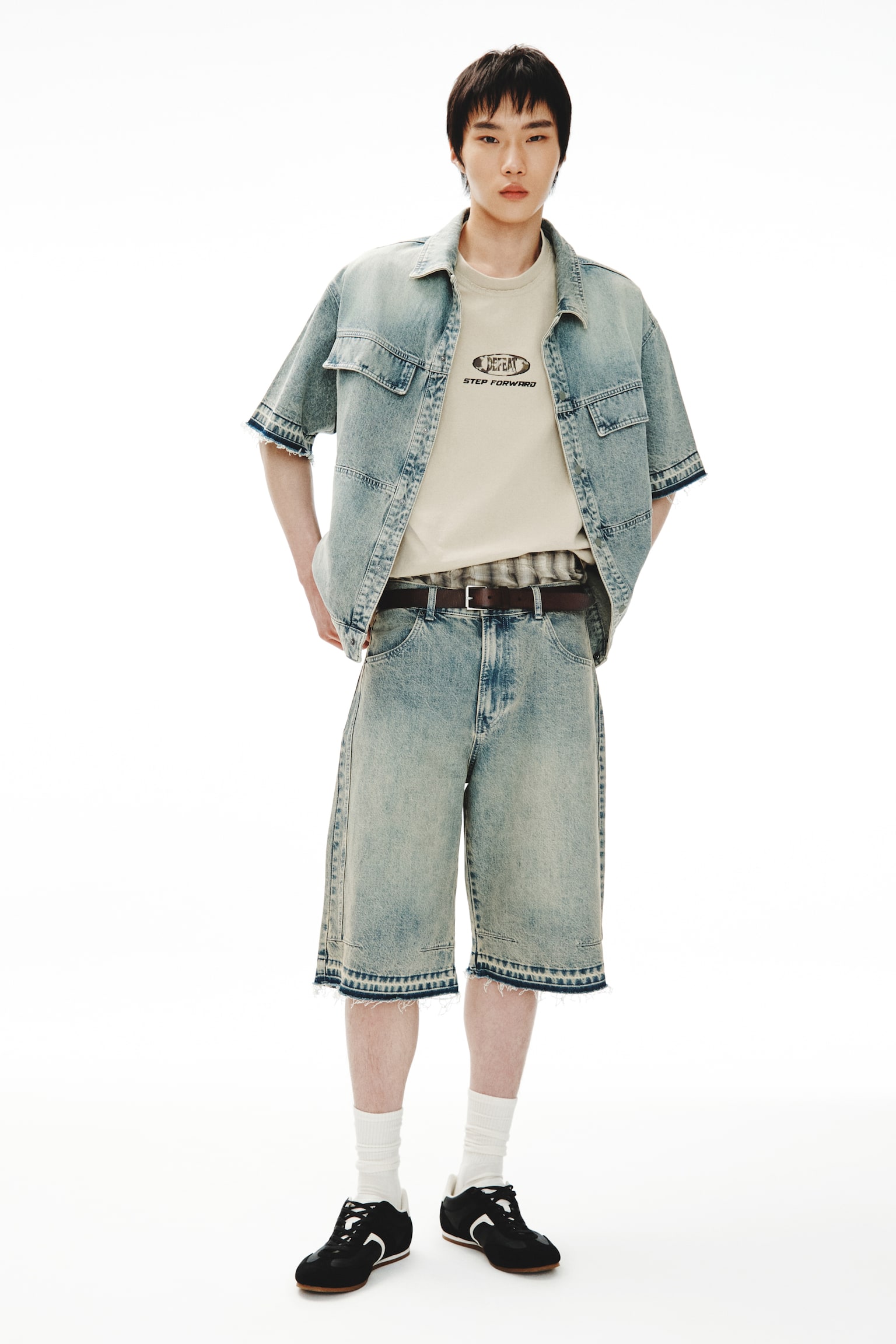 Loose Fit Denim shorts - Dusty denim blue/Denim black - 1