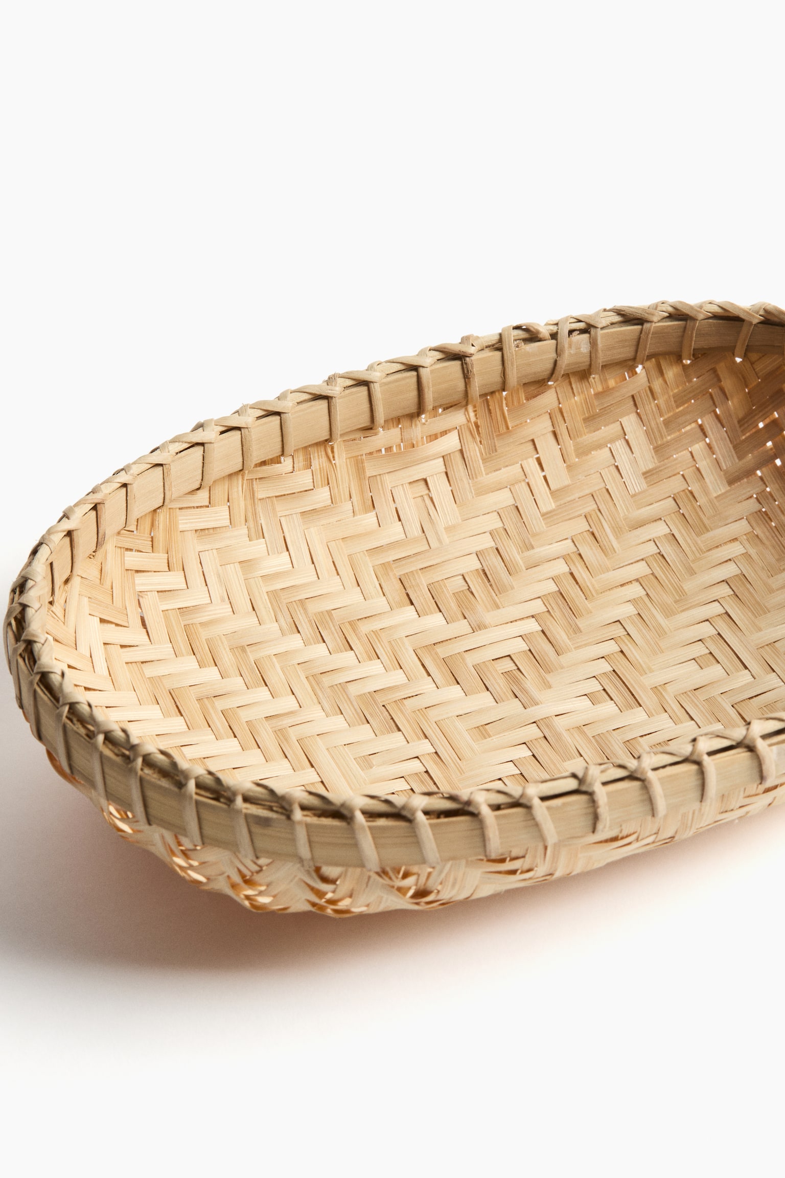 Маленький овальний кошик із бамбука - Бежевий - 3