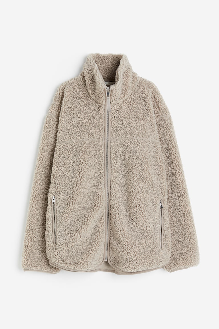 Teddy Hm Weste Beige Kapuze Instyle Teddyjacke Damen H&m Jacke Aus