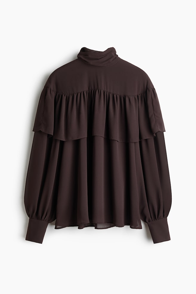 Blusa con mangas globo - Café oscuro - 1