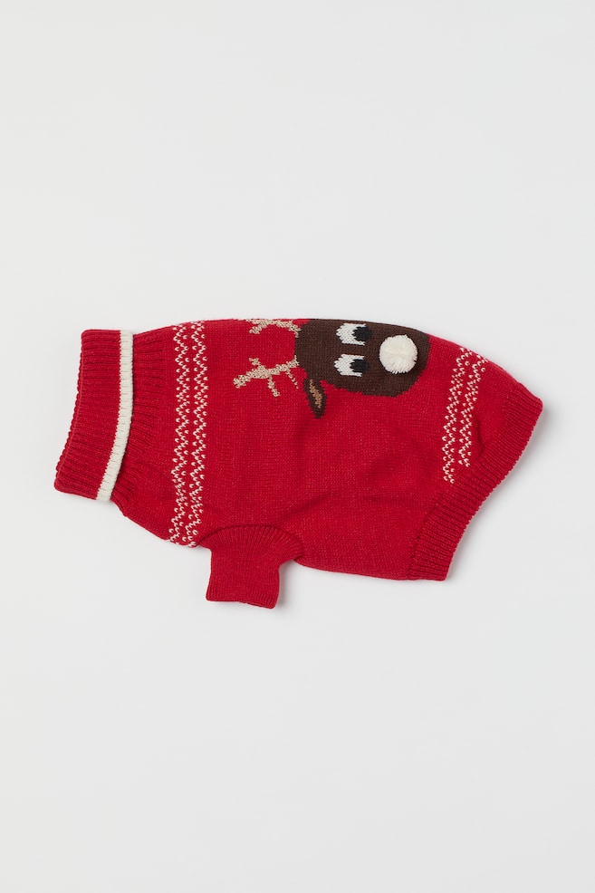 Jacquard-knit dog jumper - Red/Reindeer - 2