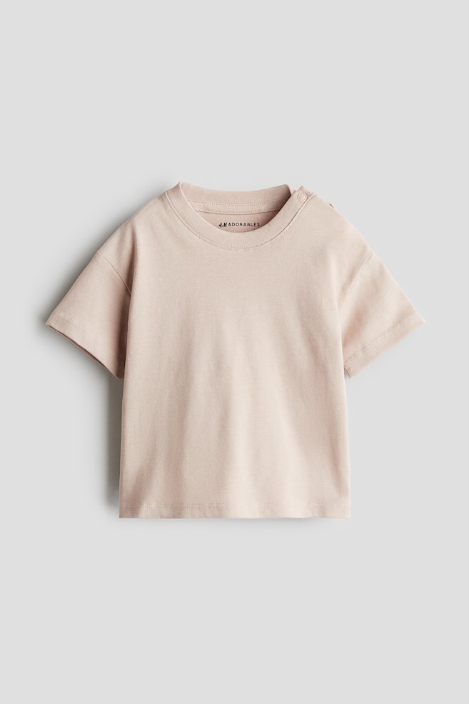 Oversized Cotton T-shirt - Pale pink/Dark gray - 1