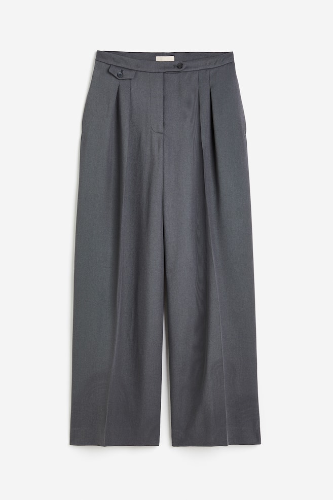 Wide wool-blend trousers - Grey/Black - 2