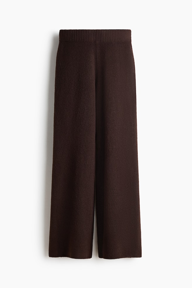 Pantaloni ampi in maglia - Marrone scuro/Beige chiaro mélange/Blu navy - 1