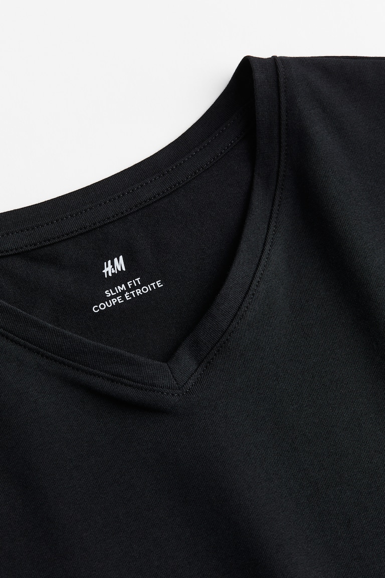 3-pack Slim Fit V-neck T-shirts - Black - Men | H&M US