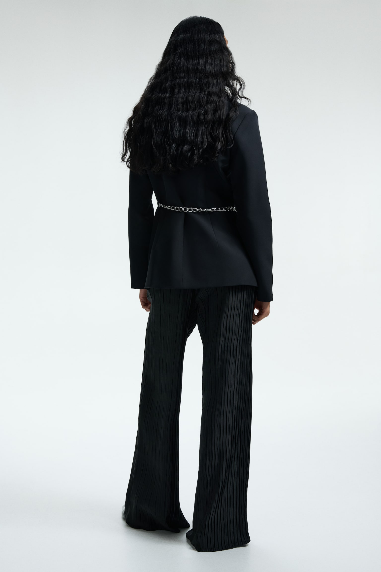 Crinkled pull-on trousers - Black/Brown/White - 4