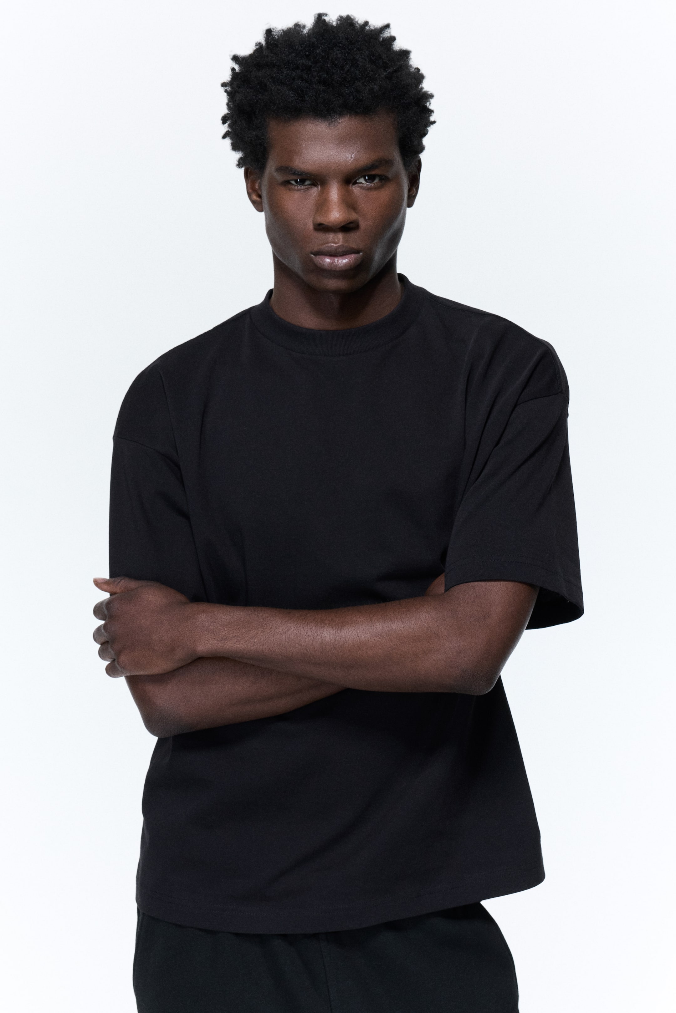 View larger image: Oversized Fit Cotton T-shirt - Black - Men | H&M GB 1