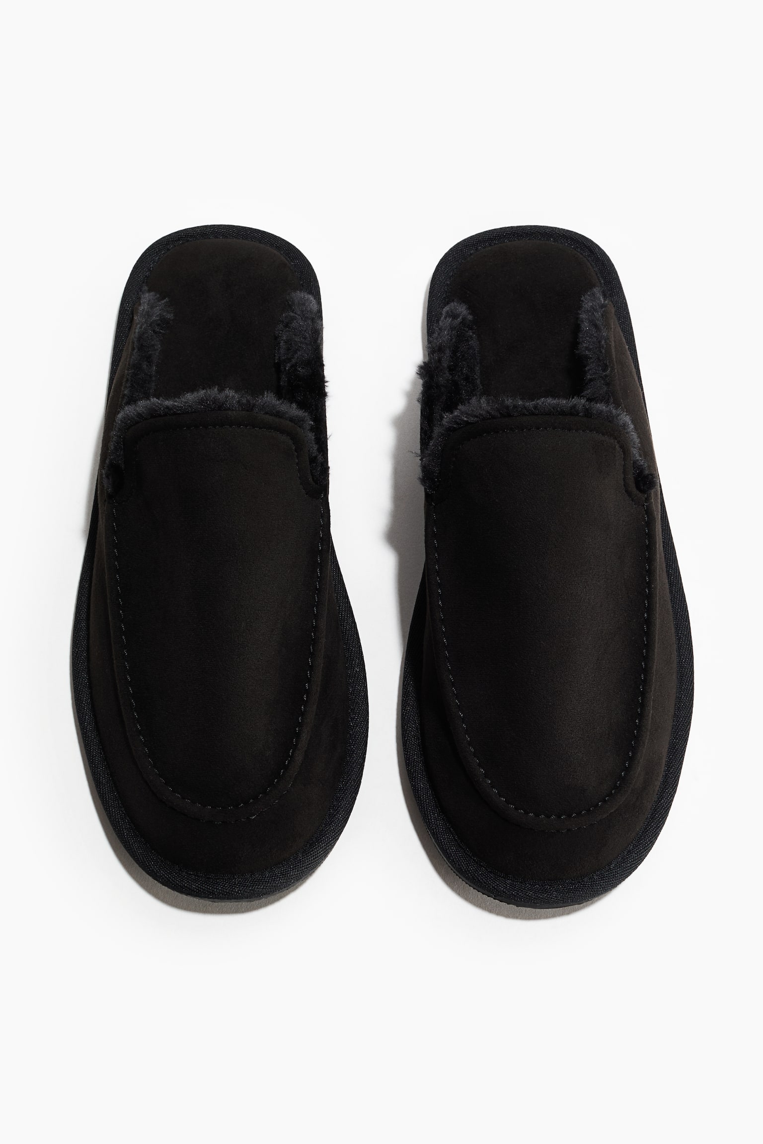 Warm-Lined Slippers - Black/Dark brown