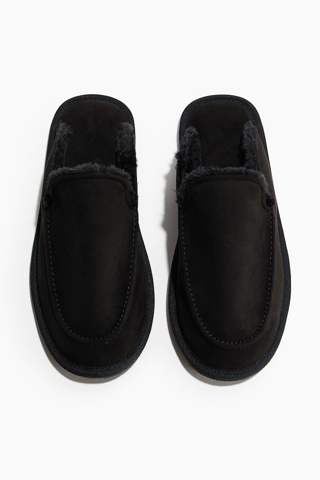 Chaussons chaudement doublés - Noir/Marron foncé - 1