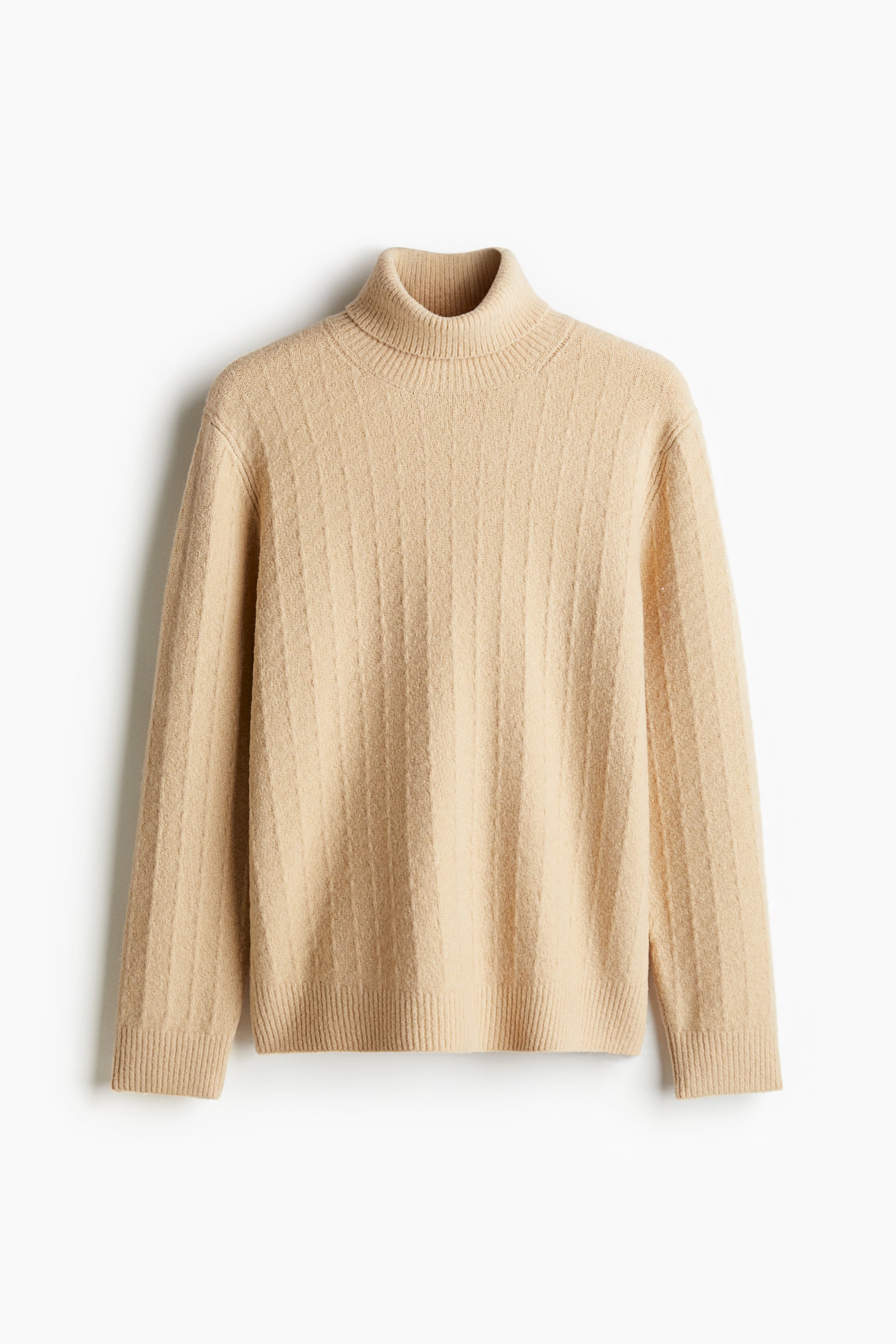 Regular Fit Polo-neck jumper - Beige/Cream - 2