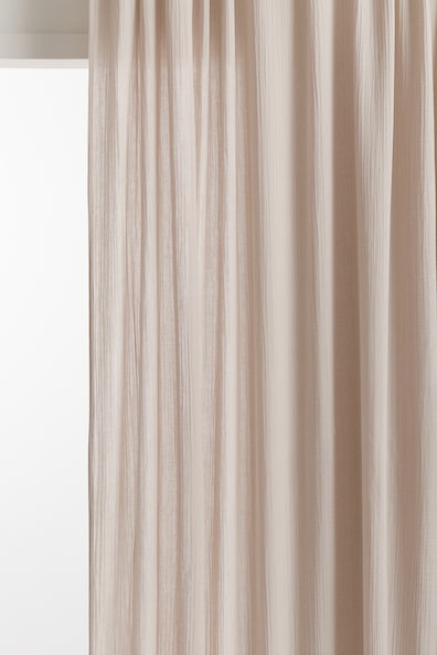 Tenda Leggera In Misto Seta E Cotone Colore Ecru, Misure 110x250 Cm, Elegante Velo Per Camera E Soggiorno