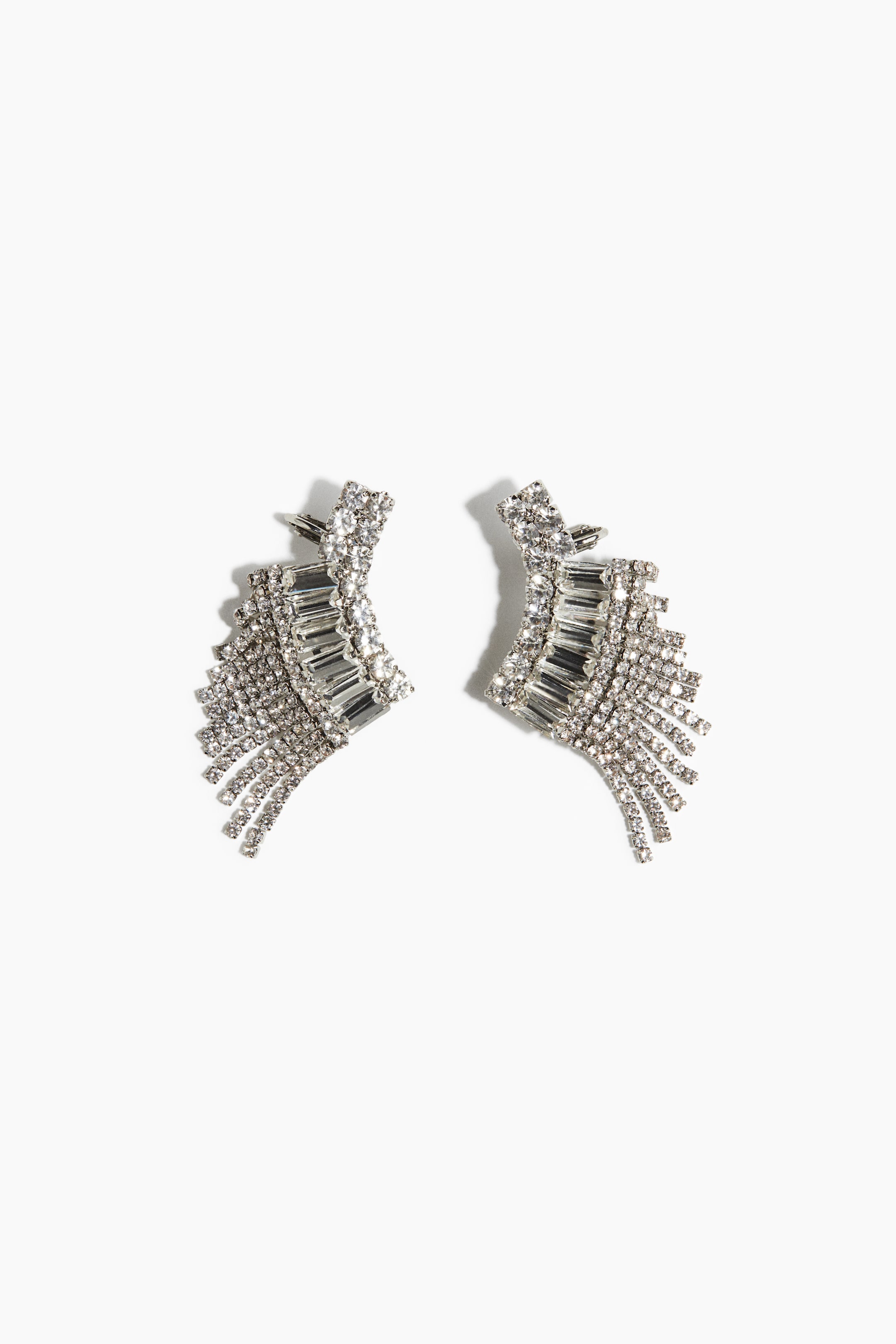 拡大画像を表示: Wing-shaped rhinestone earrings - シルバーカラー | H&M JP 2