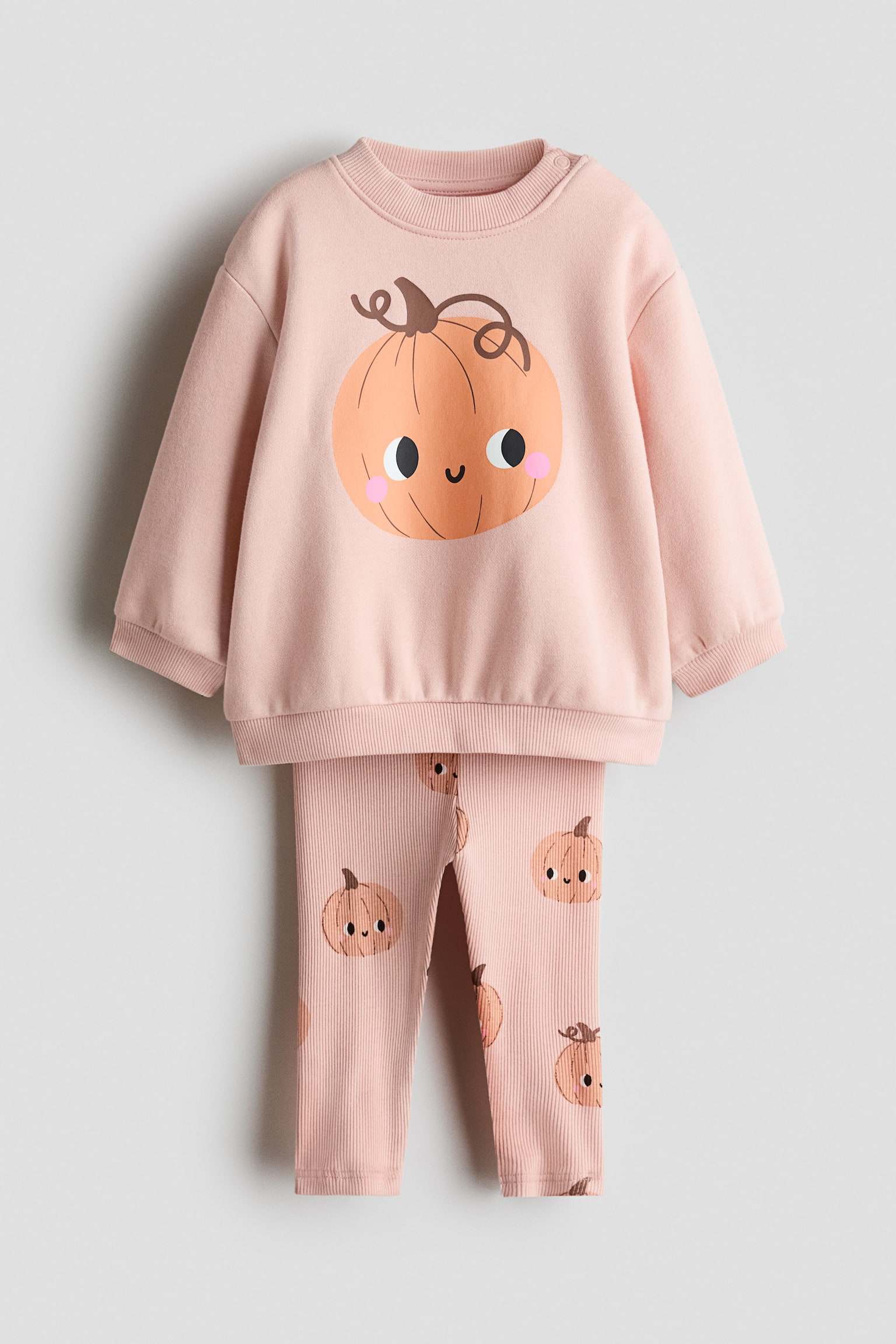2-Piece Sweatshirt and Leggings Set - Light pink/pumpkins/Navy blue/Made for Cuddles/Light pink/floral - 1