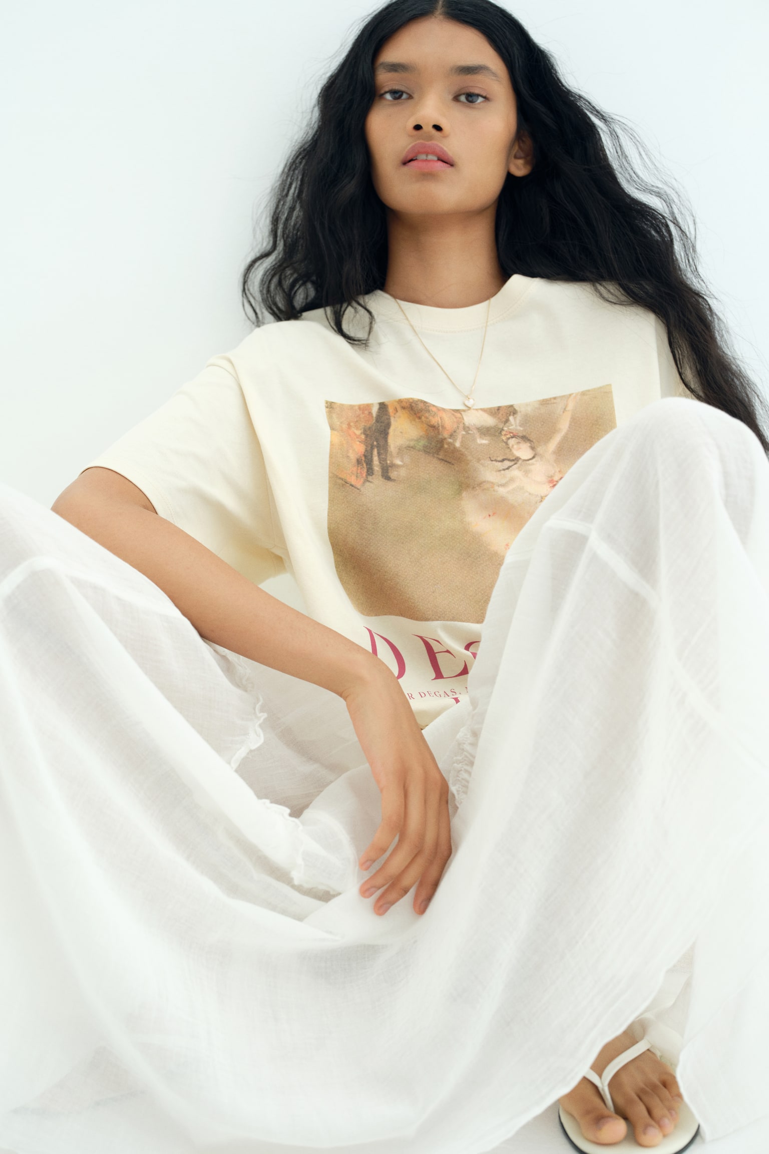 Áo thun dáng thụng in hình - Màu be nhạt/Degas/Màu xám đậm/Pacha/Màu nâu/Monet/Màu hồng đậm/Matisse - 3