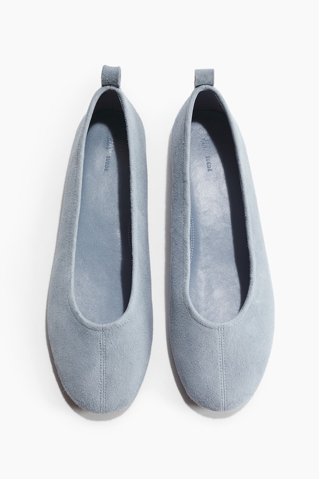 Ballerines en cuir velours - Bleu ancien clair/Beige ancien - 1