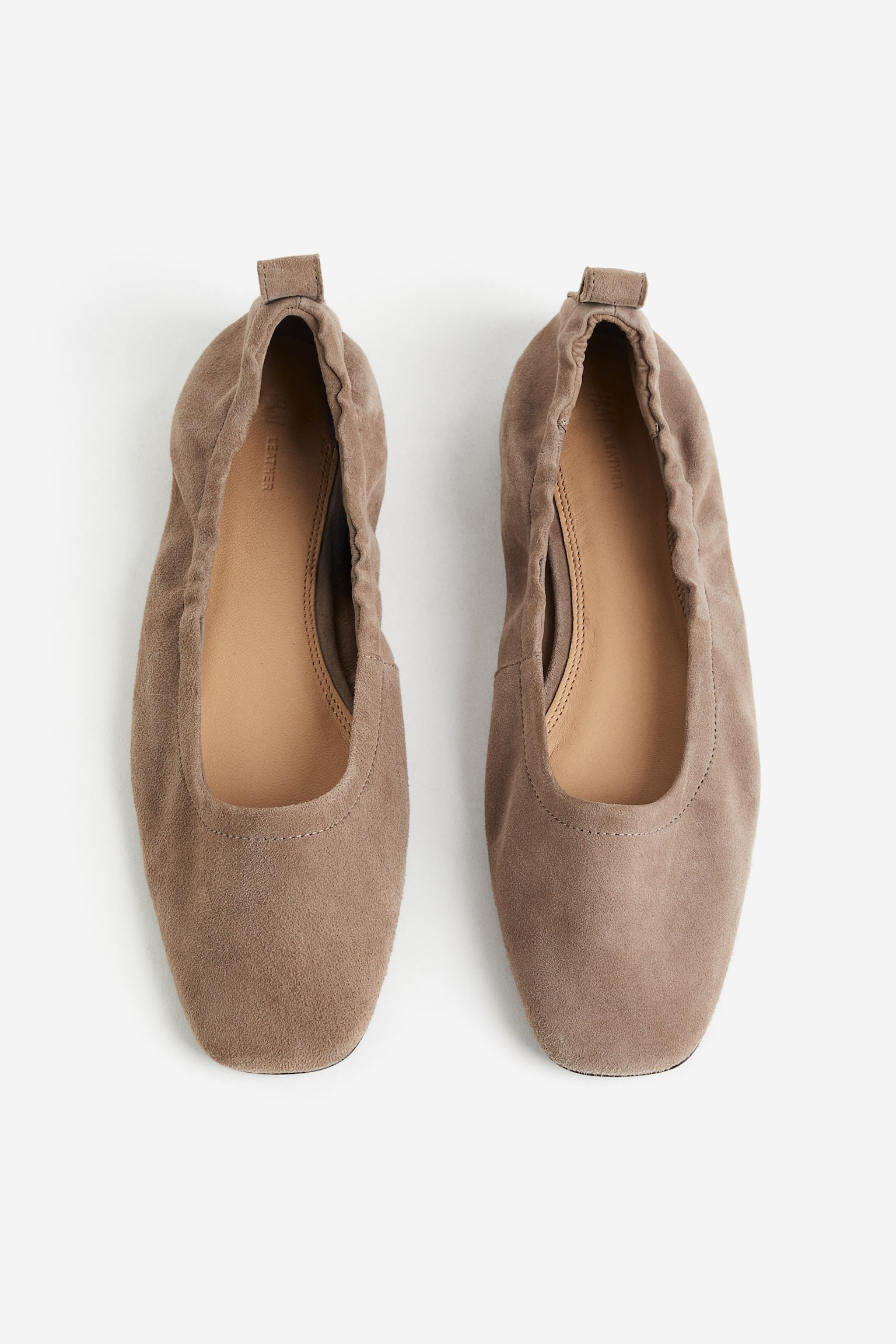 Suede ballet pumps - Dark beige/Black - 1