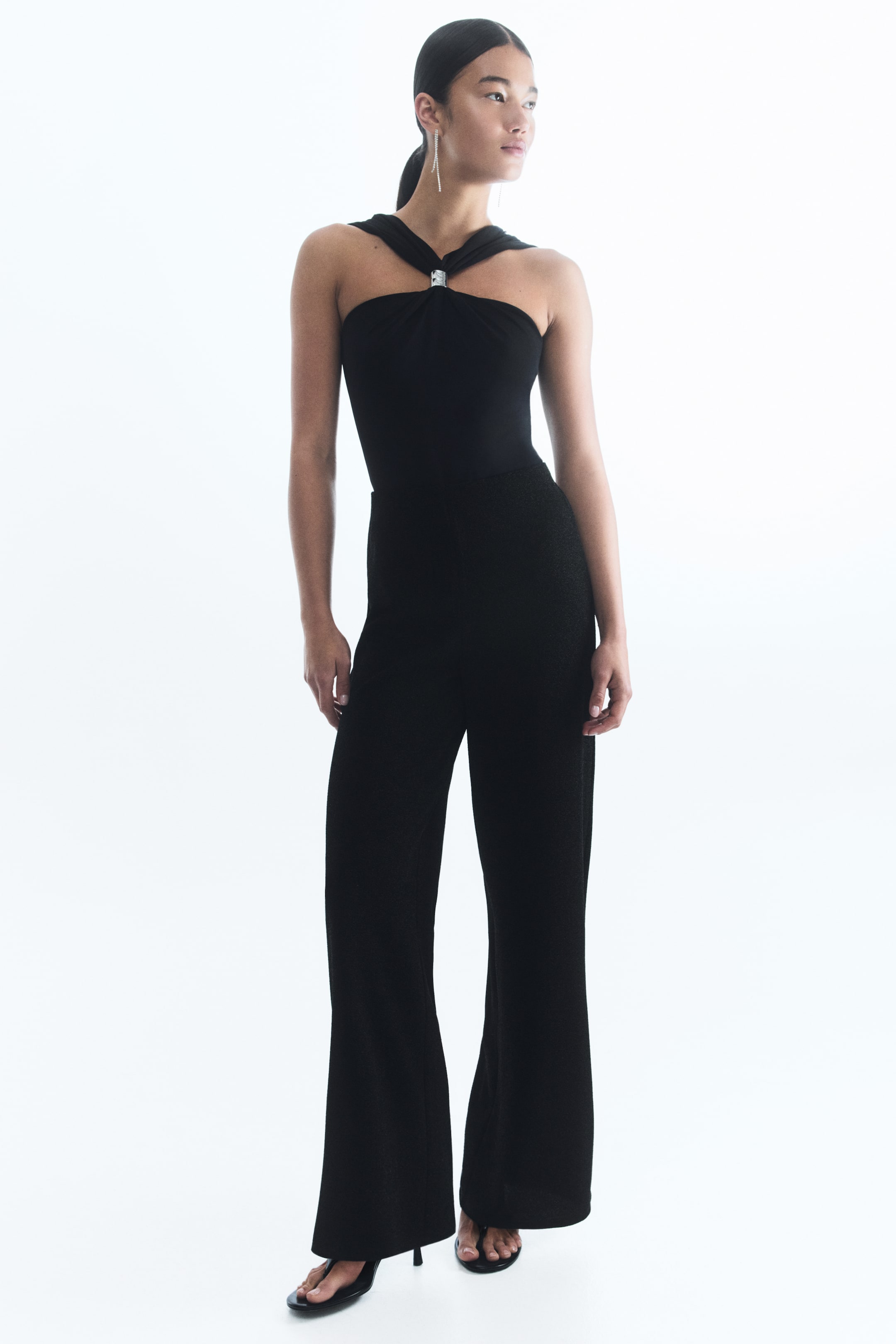 View larger image: Wide glittery trousers - Black/Glittery - Ladies | H&M AU 1