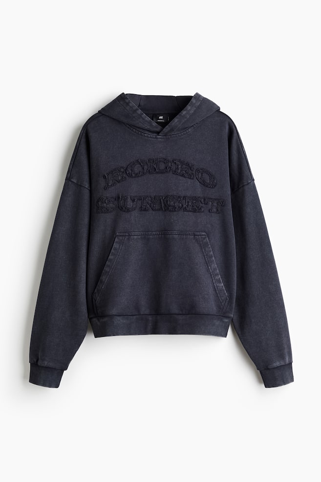 Ausgewaschener Hoodie in Oversized Fit - Marineblau/Hellbraun/Rodeo - 1