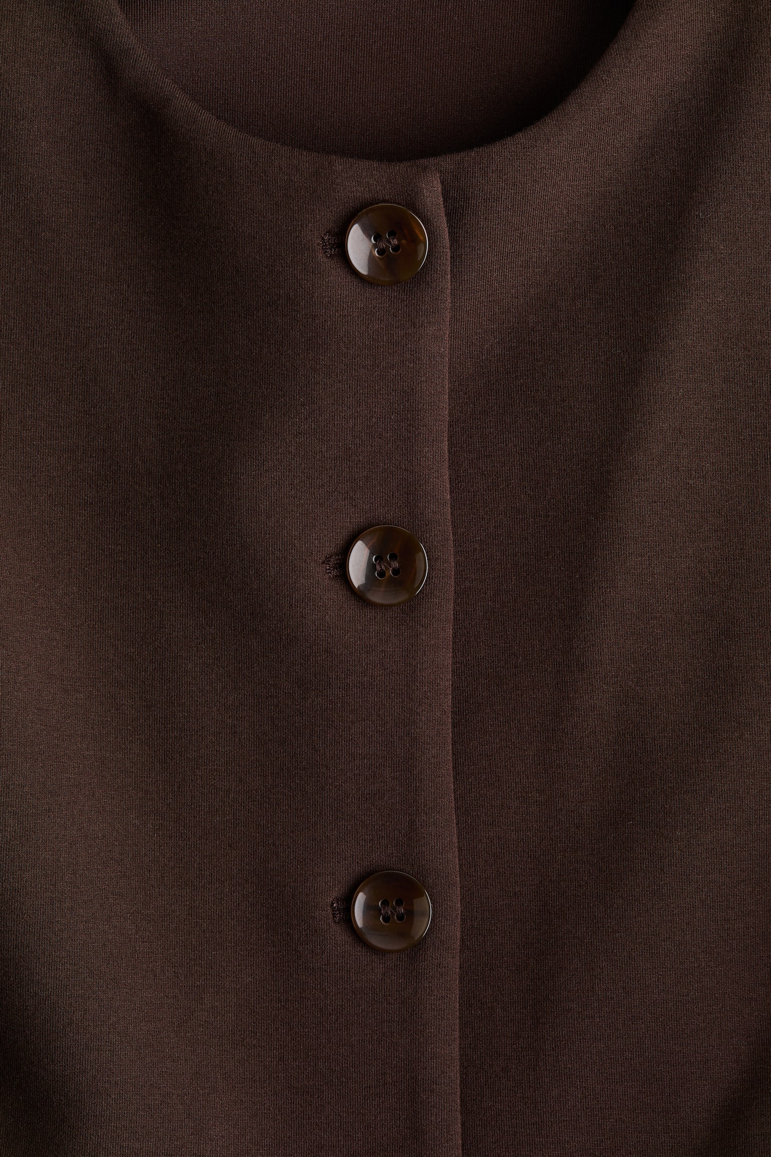 Blazer sin cuello en tela scuba - Café oscuro/Blanco - 4