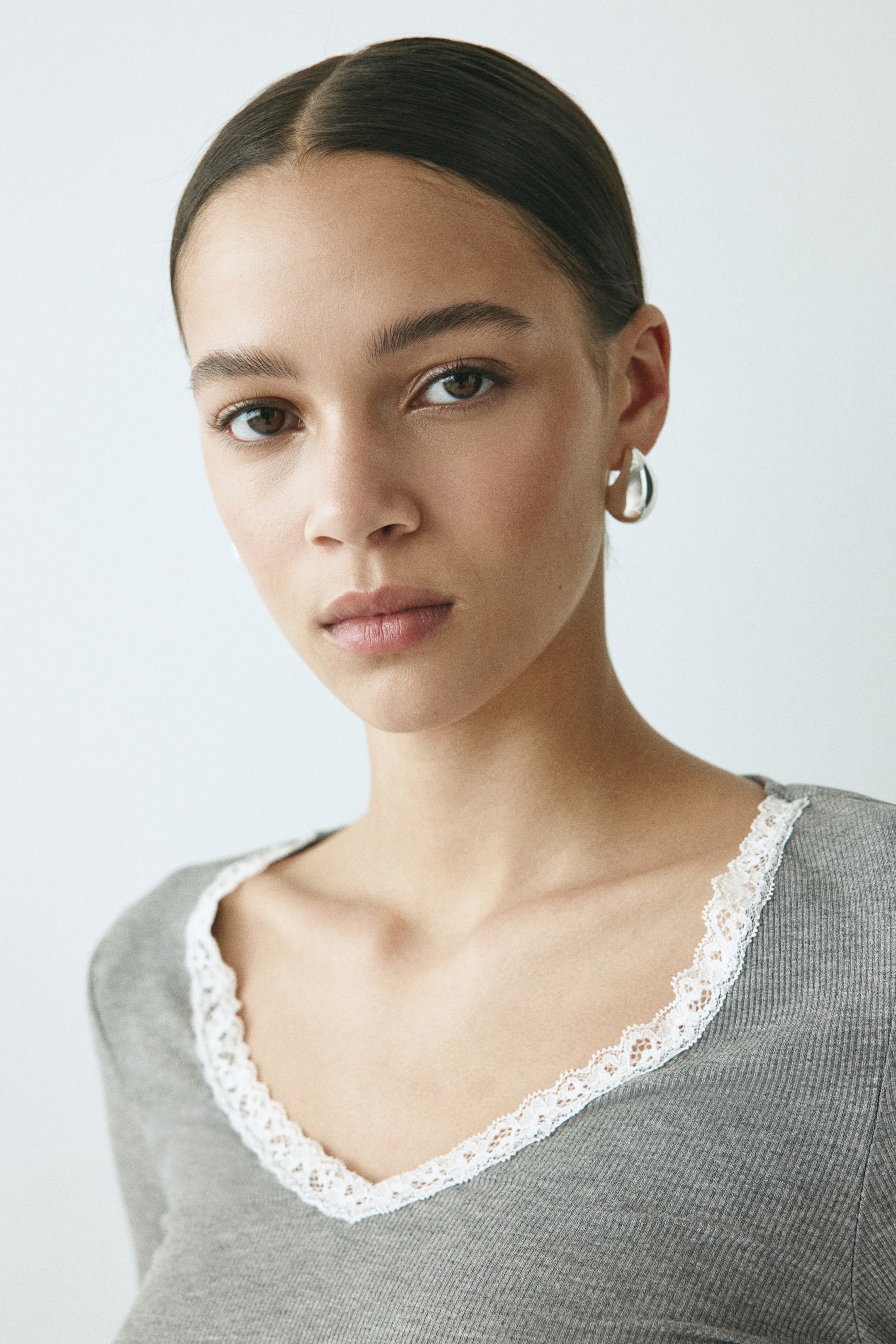 Lace-Trimmed Jersey Top
