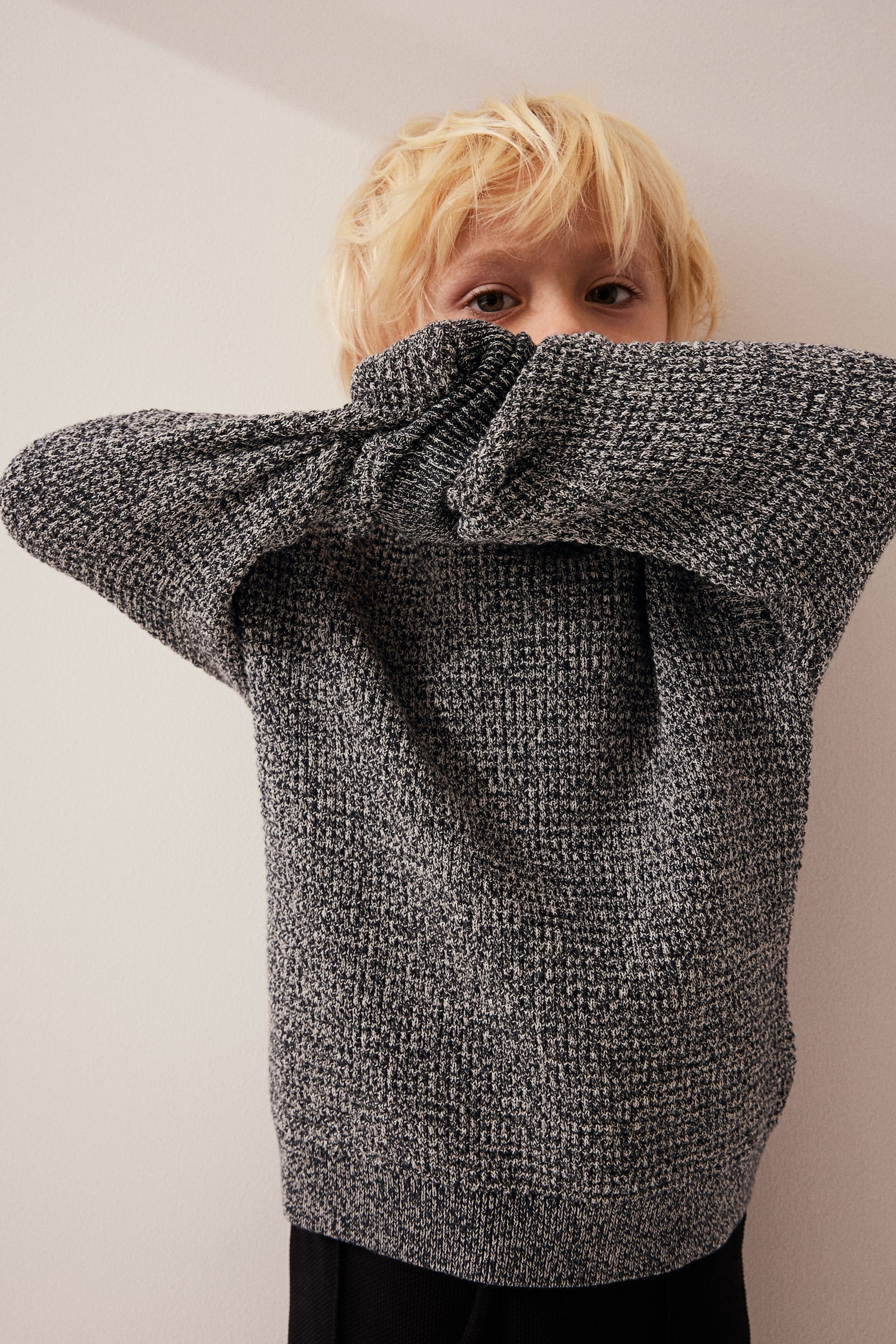 Waffle Knit Sweater - Black marle/Dark green/Natural white/Dark brown/Dark blue marle - 3