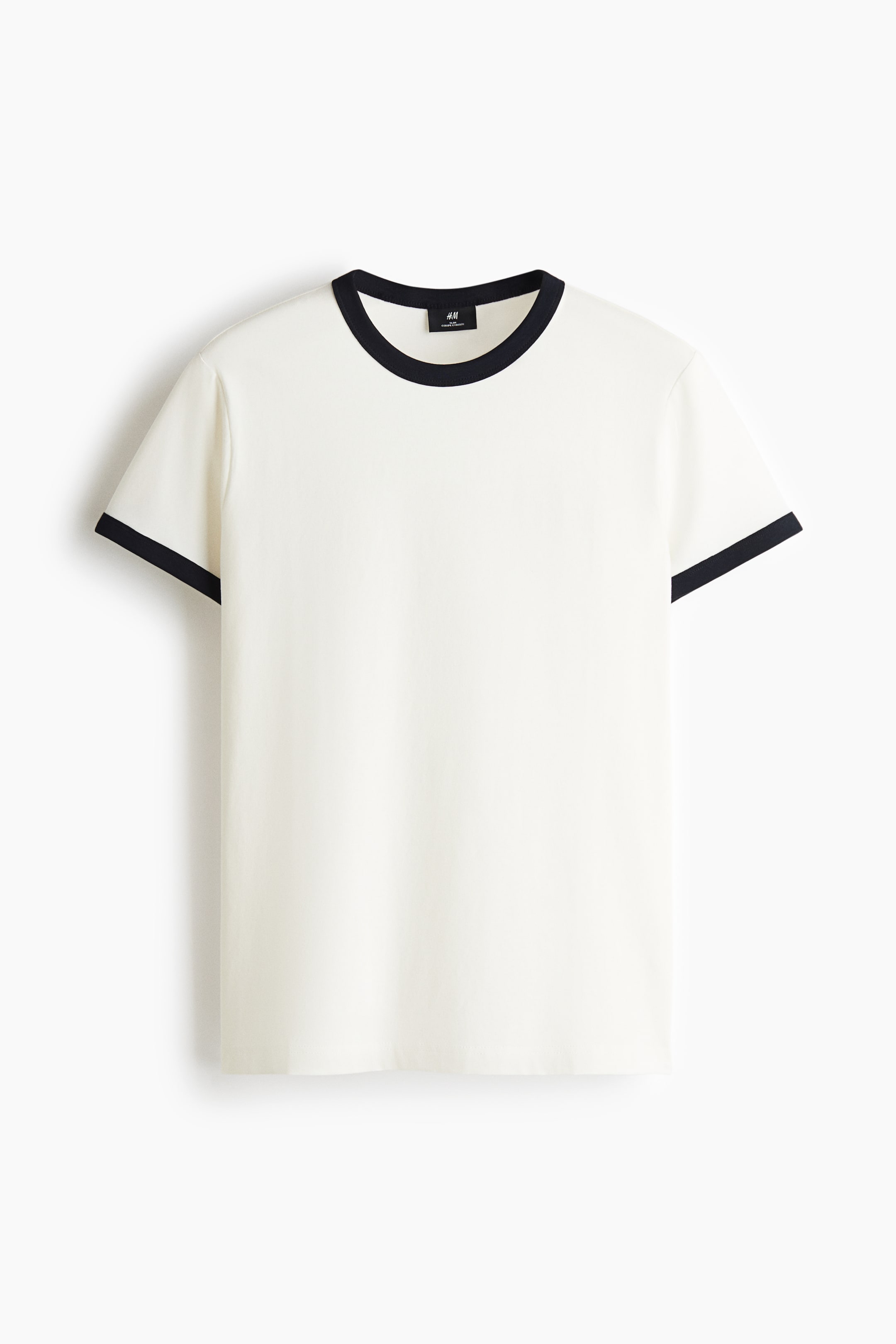 View larger image: Slim Fit Cotton T-shirt - Cream - Men | H&M 1