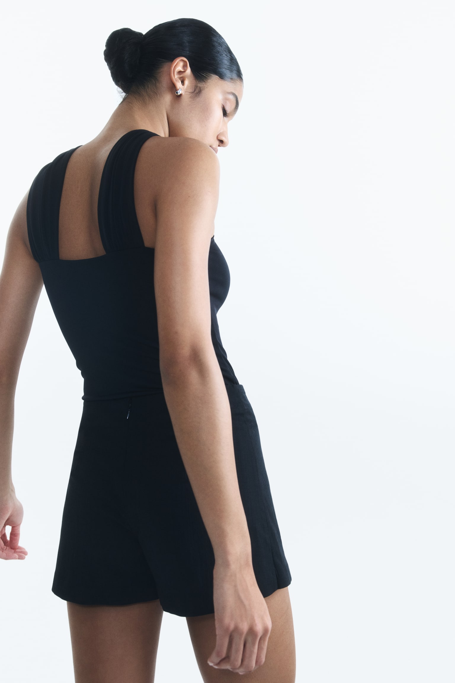 Wrap skort - Black/Light beige/White - 3