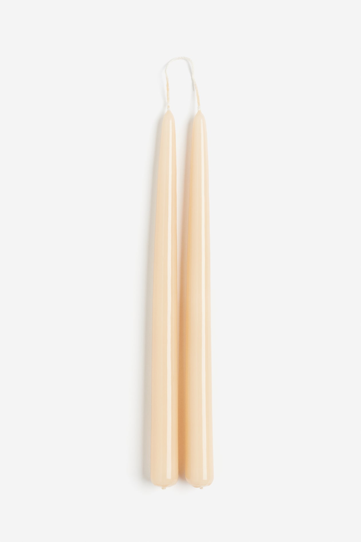 2-pack glossy tapered candles - Light beige - Home All | H&M GB