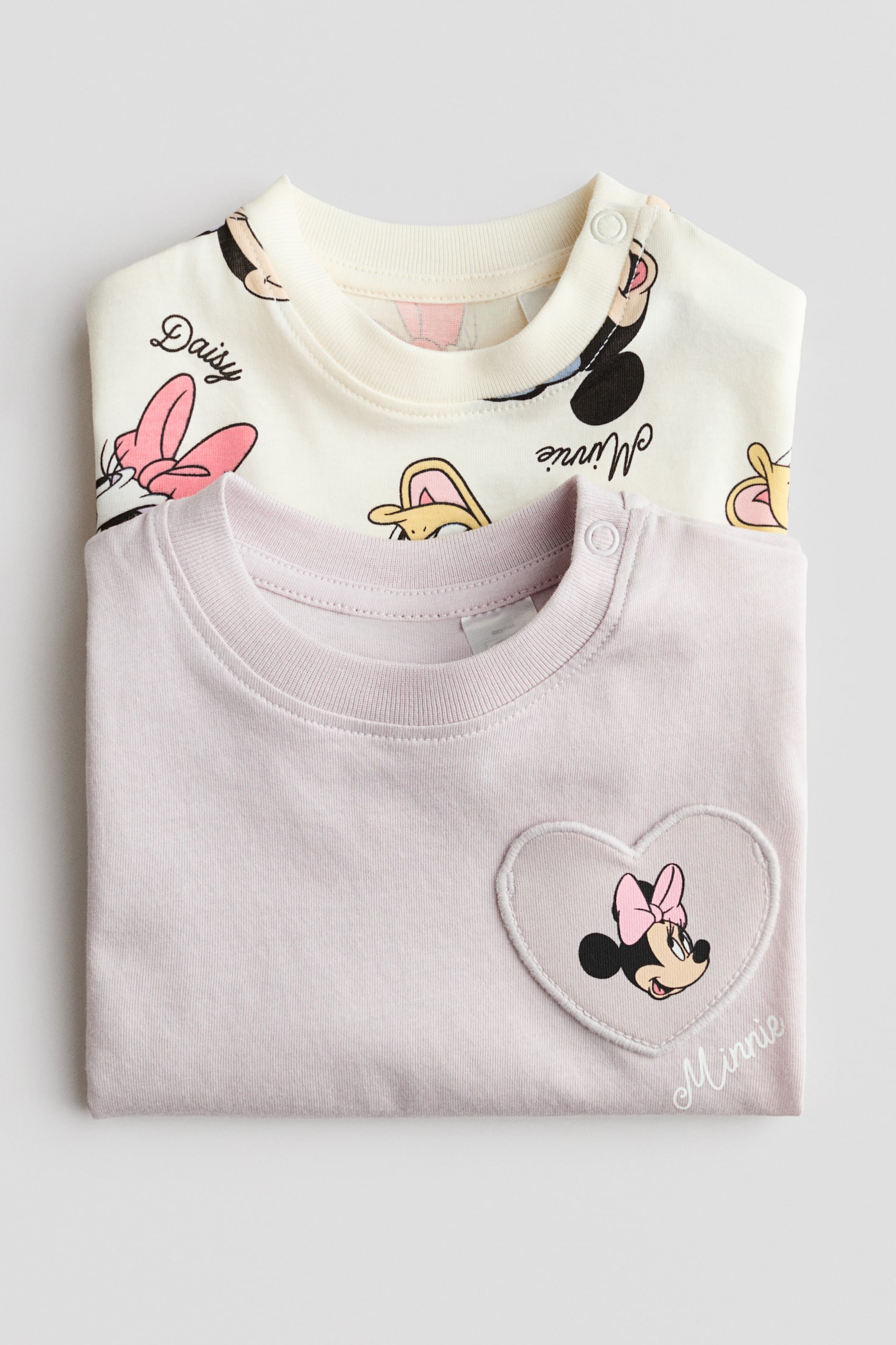 2件入圖案棉質T恤 - Light purple/Cream/Minnie Mouse - 2