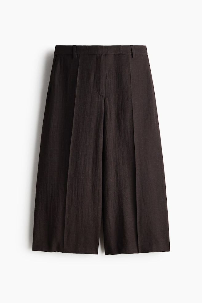 Dressy Linen-Blend Culottes - Dark brown/Dark beige/Burgundy - 1