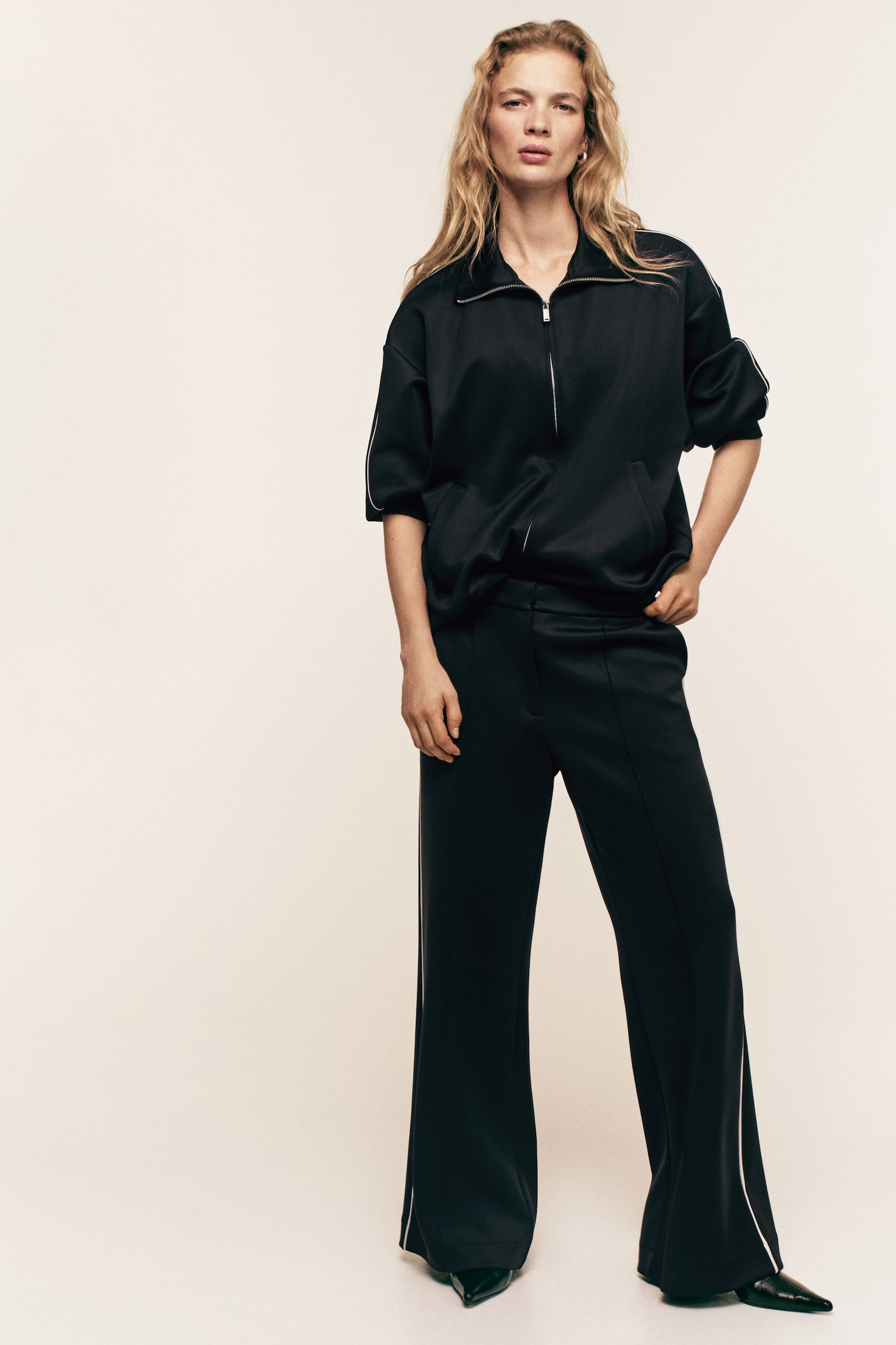 Tailored scuba trousers - Black - 1