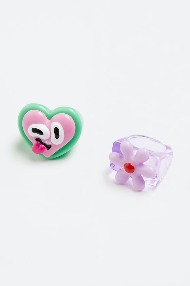 2-pack rings - Lilac/Green - 1