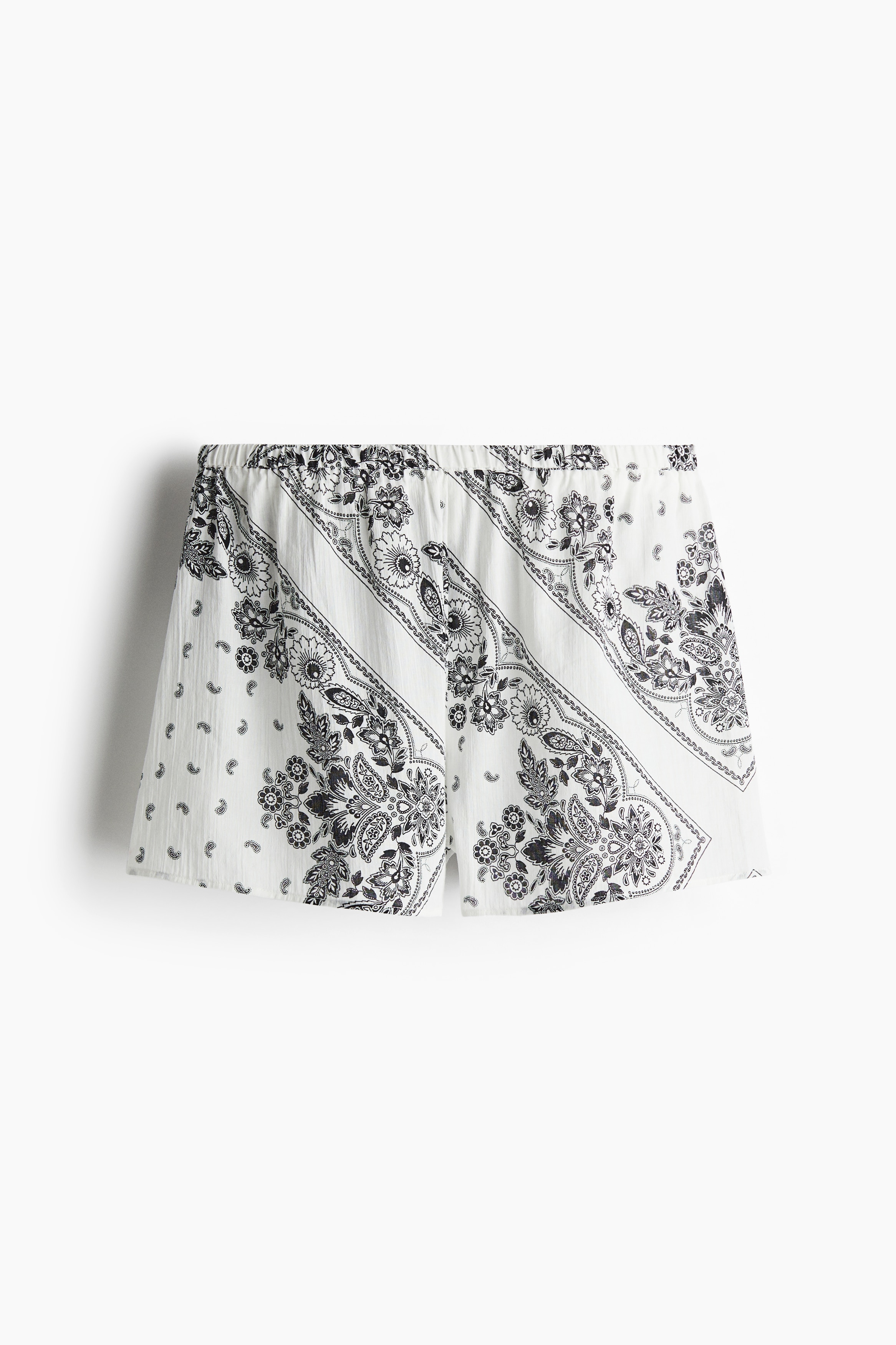 Krinklade strandshorts - Vit/Paisleymönstrad