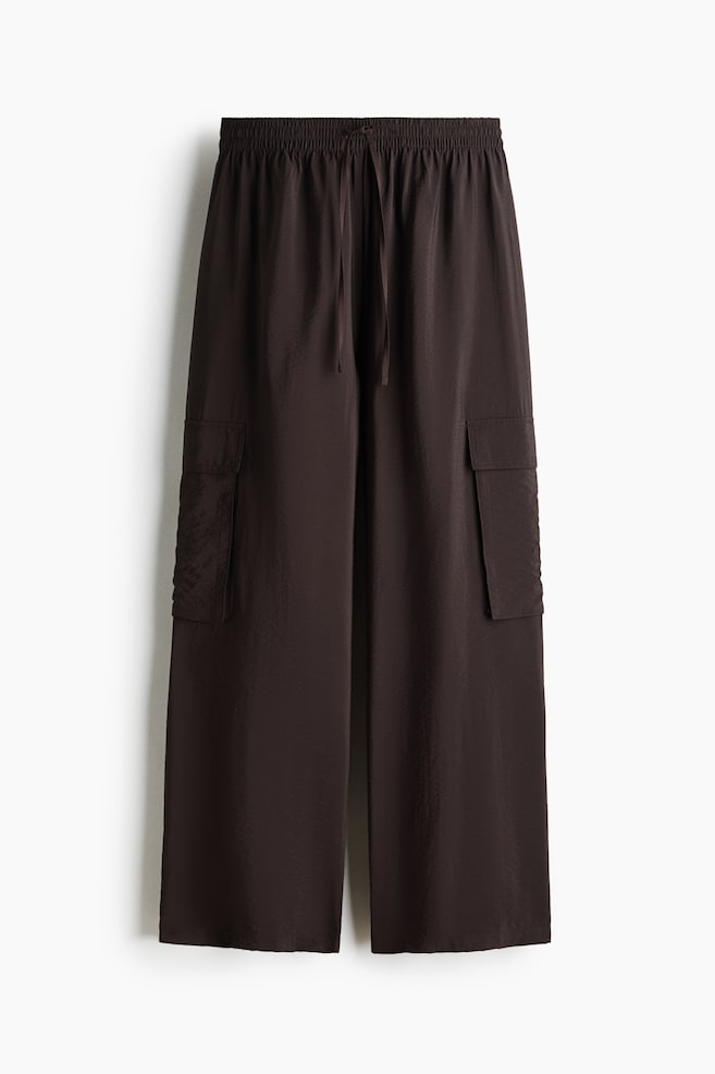Wide-Leg Cargo Pants - Dark brown - 1