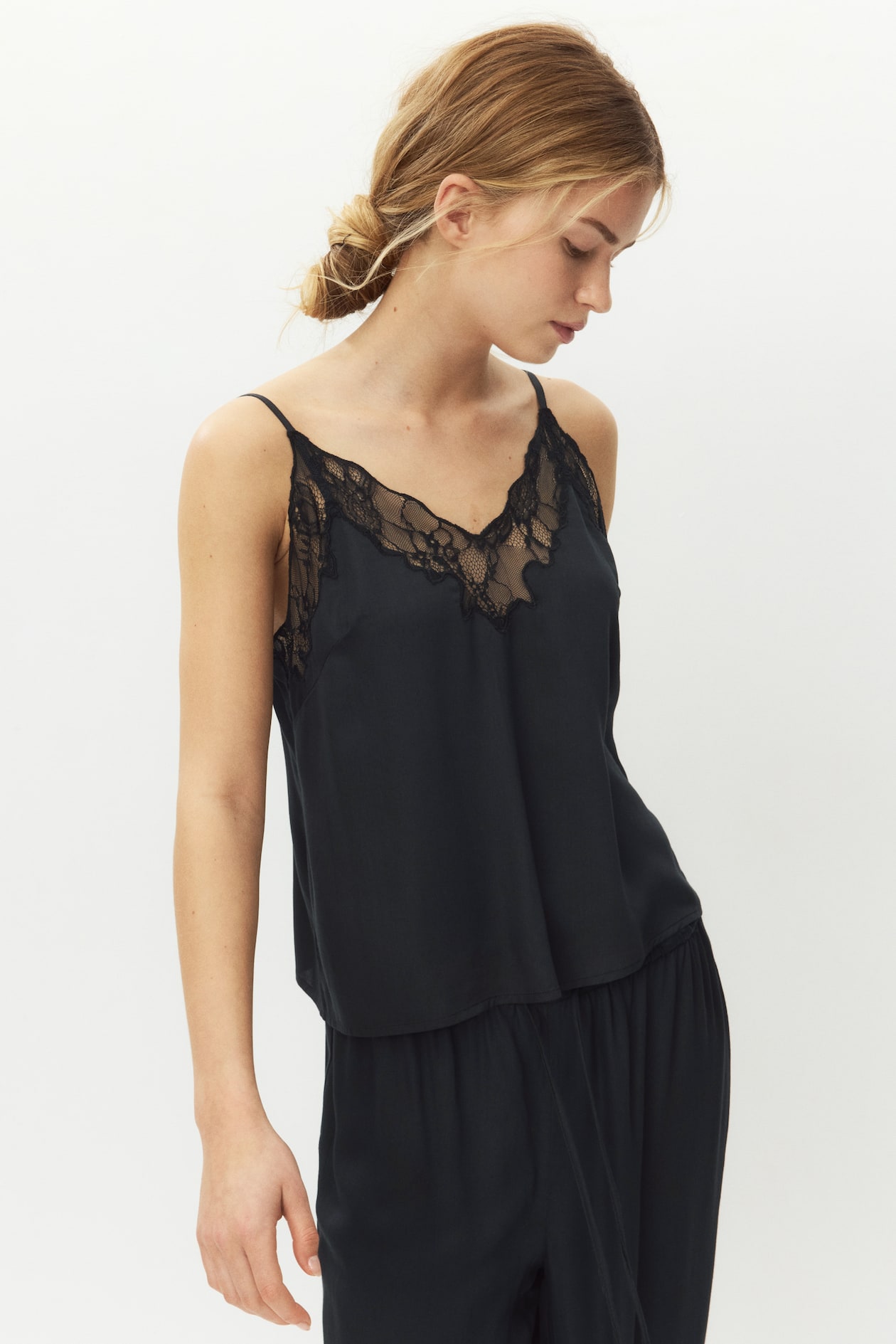 Lace-Trimmed Satin Pajama Top - image 4