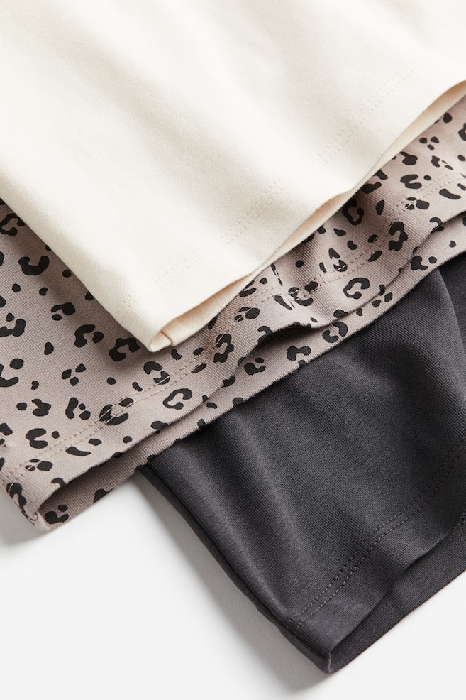 3-pack long-sleeved tops - Mole/Leopard print/White/Grey marl/Black/Light pink/Purple/White/Dark grey/Hearts - 2