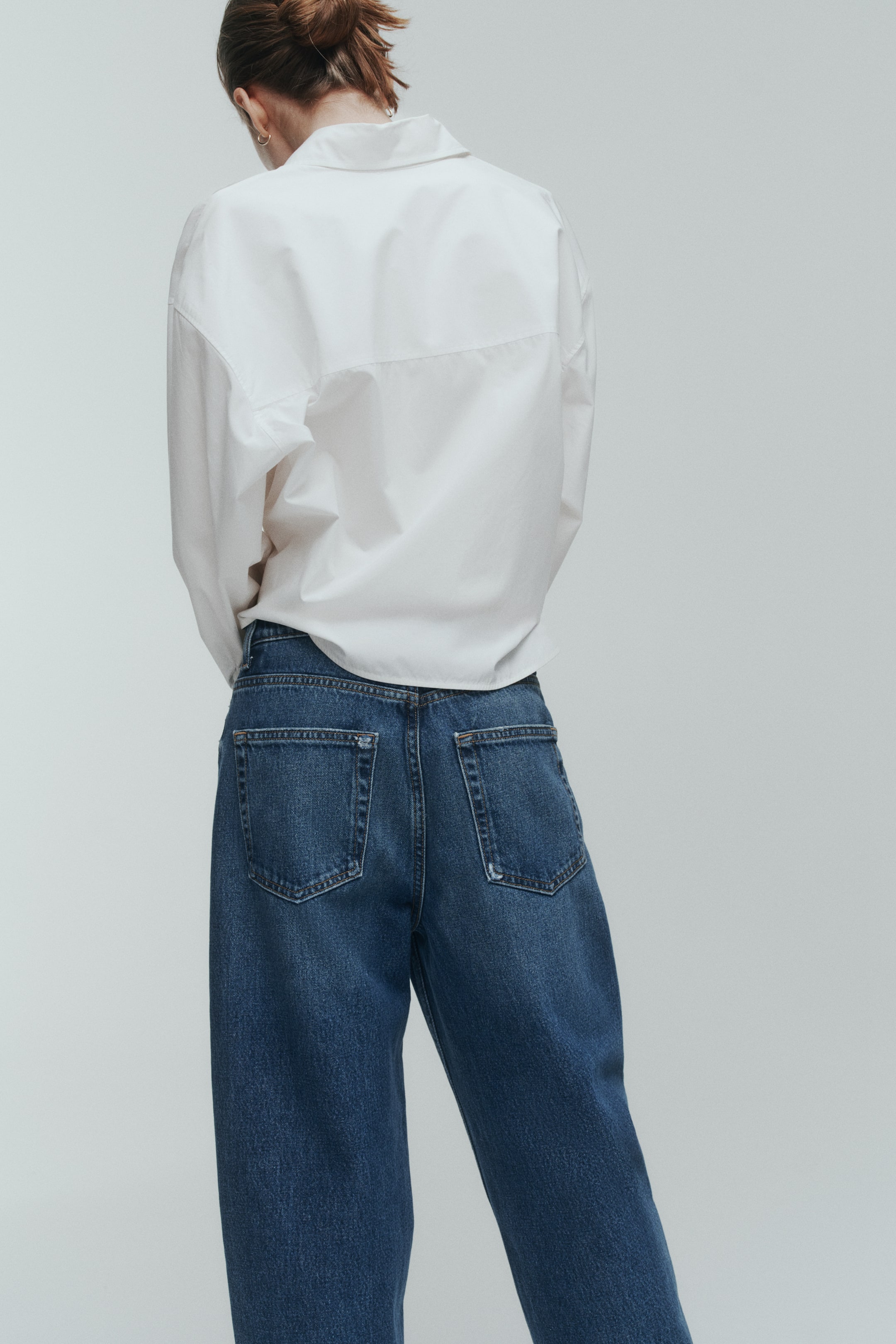 High-Waist Barrel-Leg Ankle Jeans