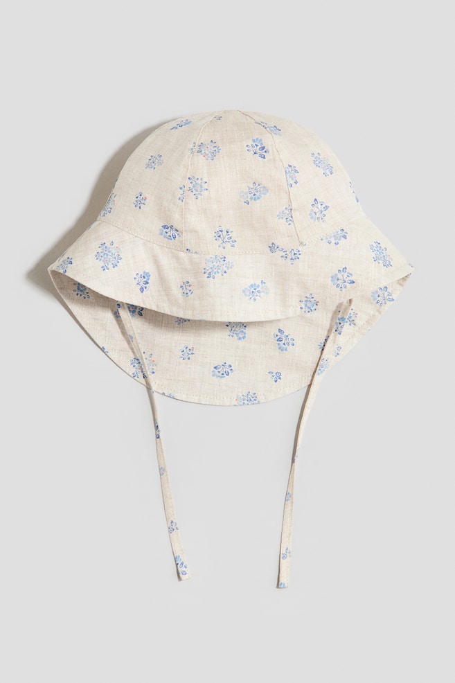 Linen sun hat - Light beige/Floral/Light beige - 1