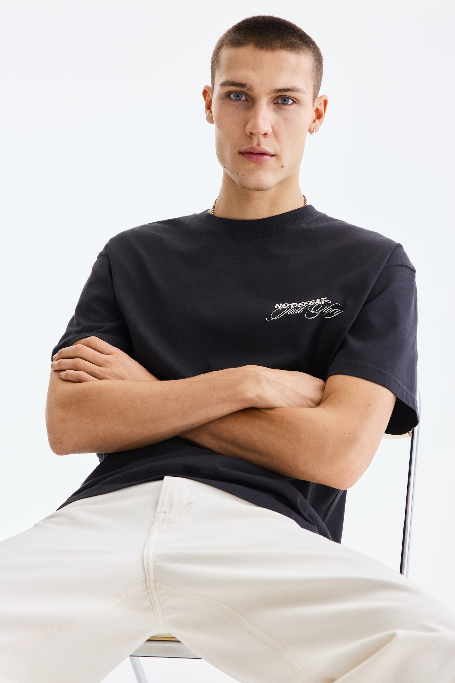 Loose Fit Printed T-shirt - Dark grey/No Defeat/White/Seashells/White/Crab/Light blue/Ashbury House/White/Puerto Vallarta/Peach pink/Echo Park/White/Offside Society/White/Palm Noir/Cream/Grand Leon Hotel/White/Sevilla/White/Gentlemen Syndrome - 3