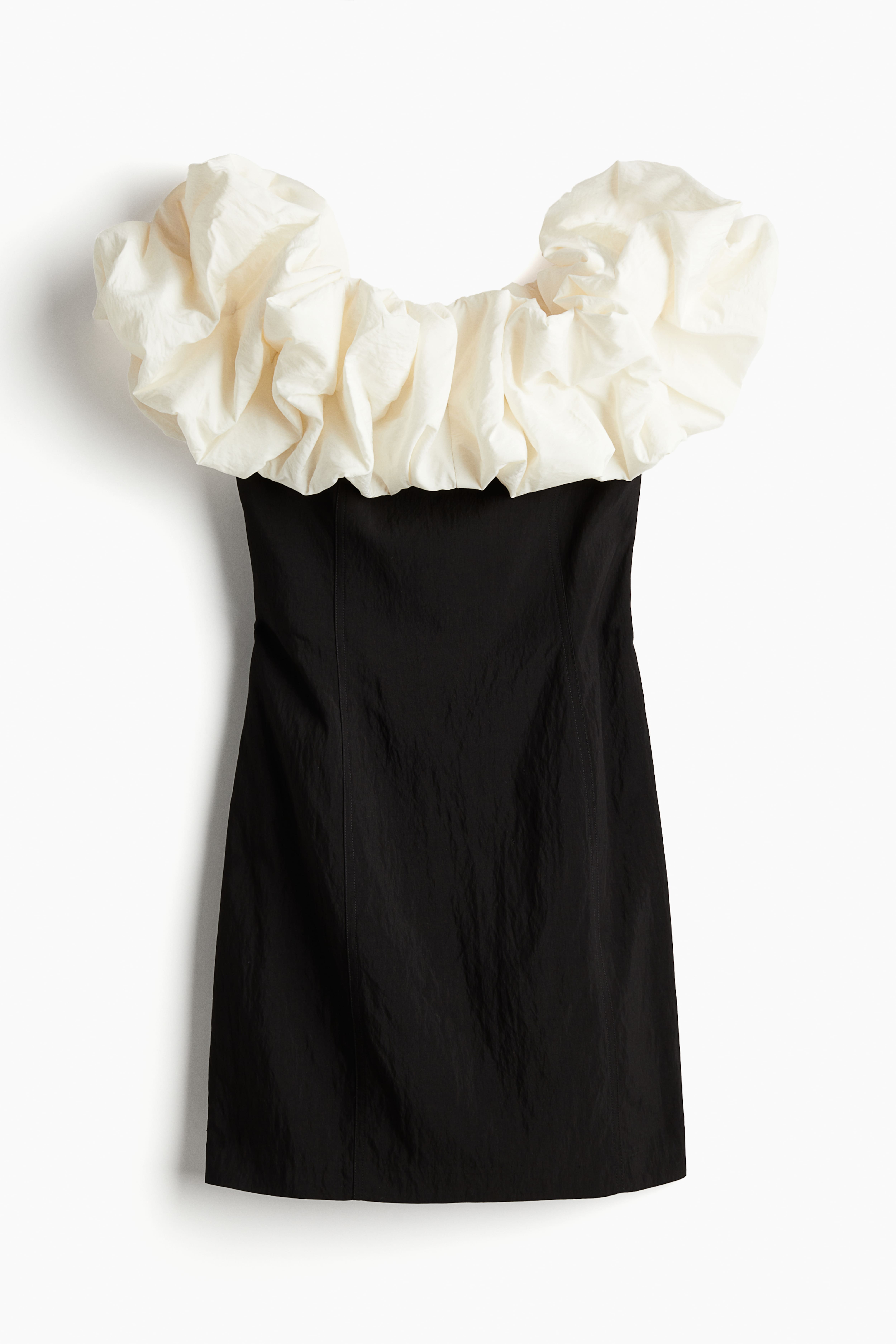 Black and white ruffle dress hotsell