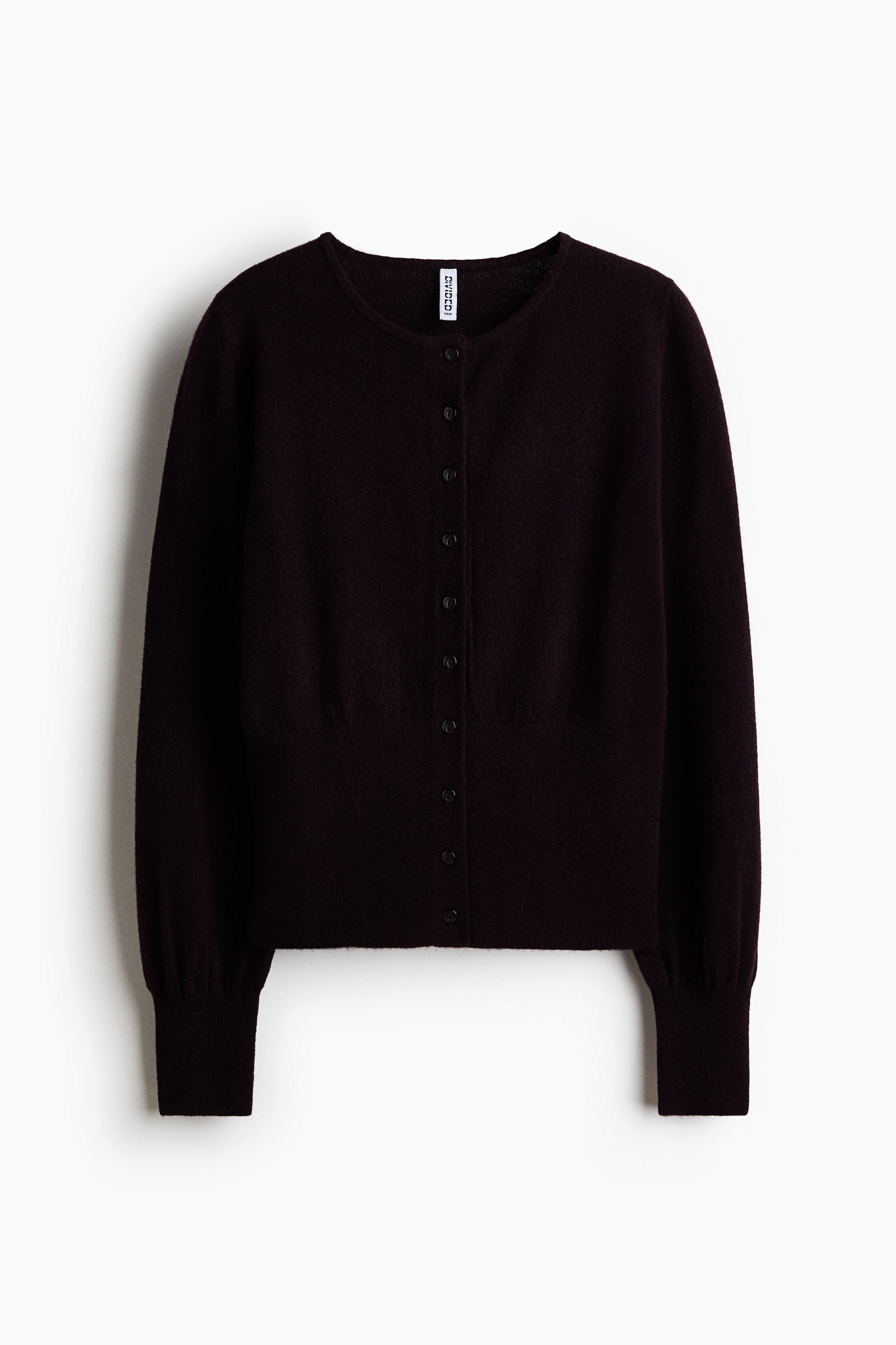 Fine-knit cardigan - Dark plum purple/Black/Powder pink