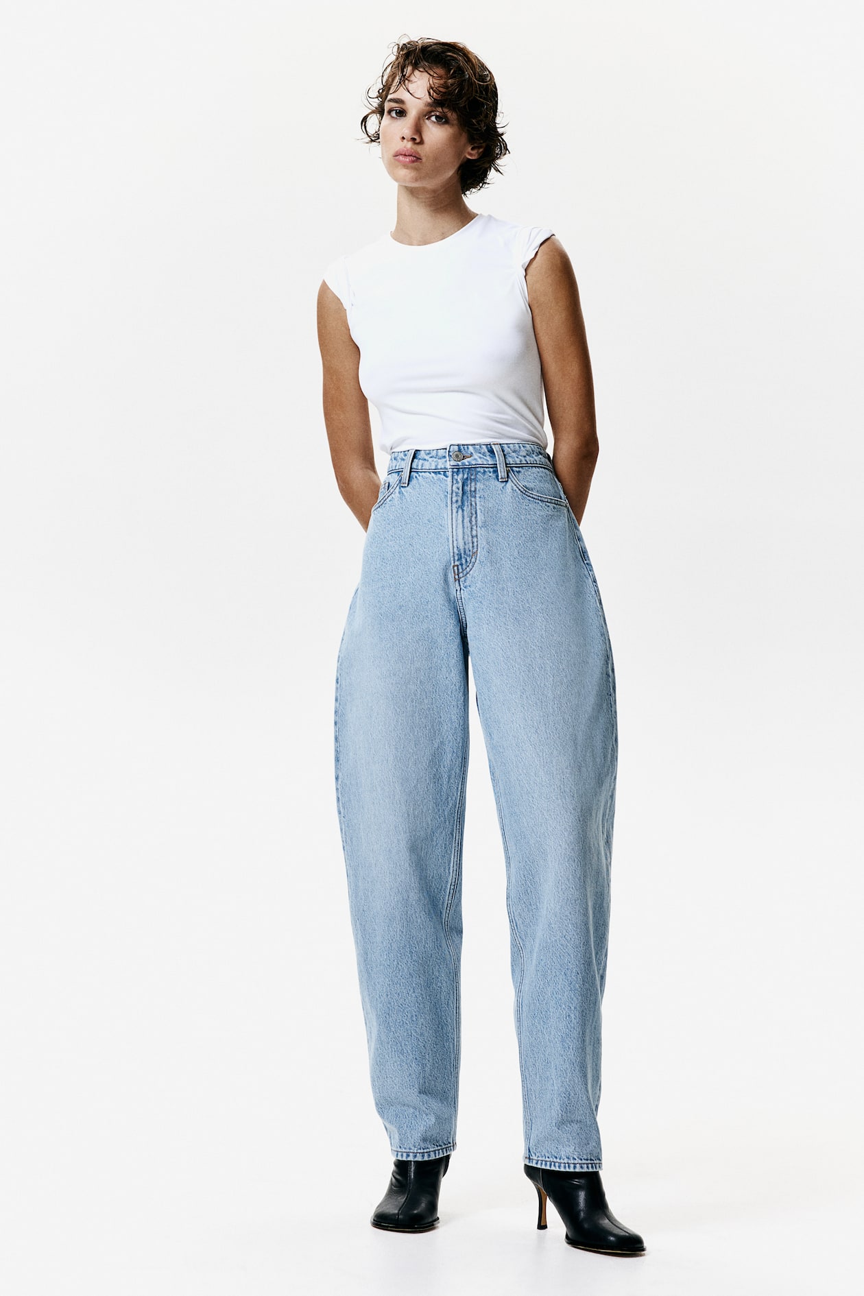 Barrel High Jeans - Bleu denim clair - FEMME | H&M FR