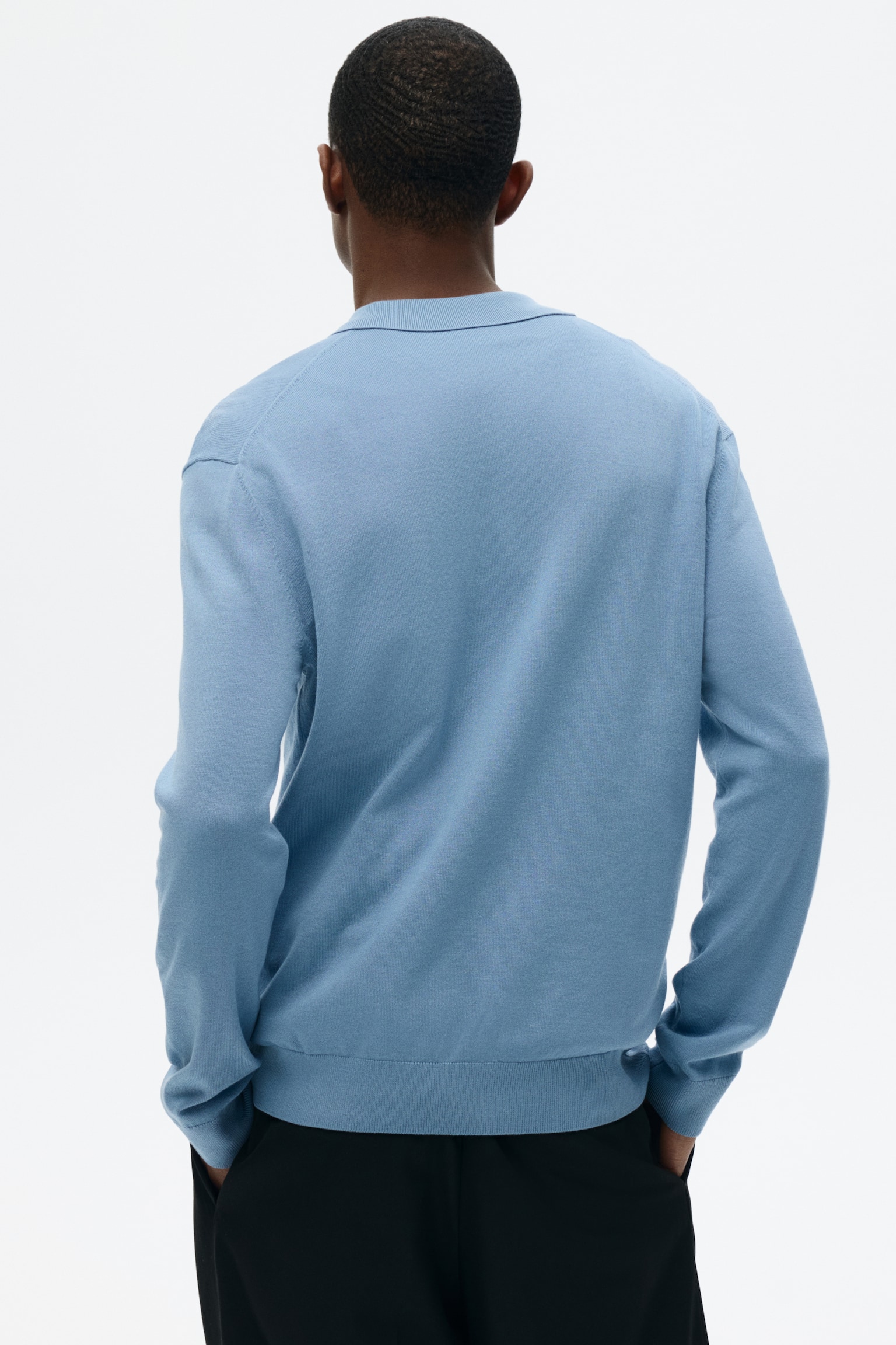 Regular Fit Fine-knit polo shirt - Blue/Light beige/Grey marl/Navy blue - 3