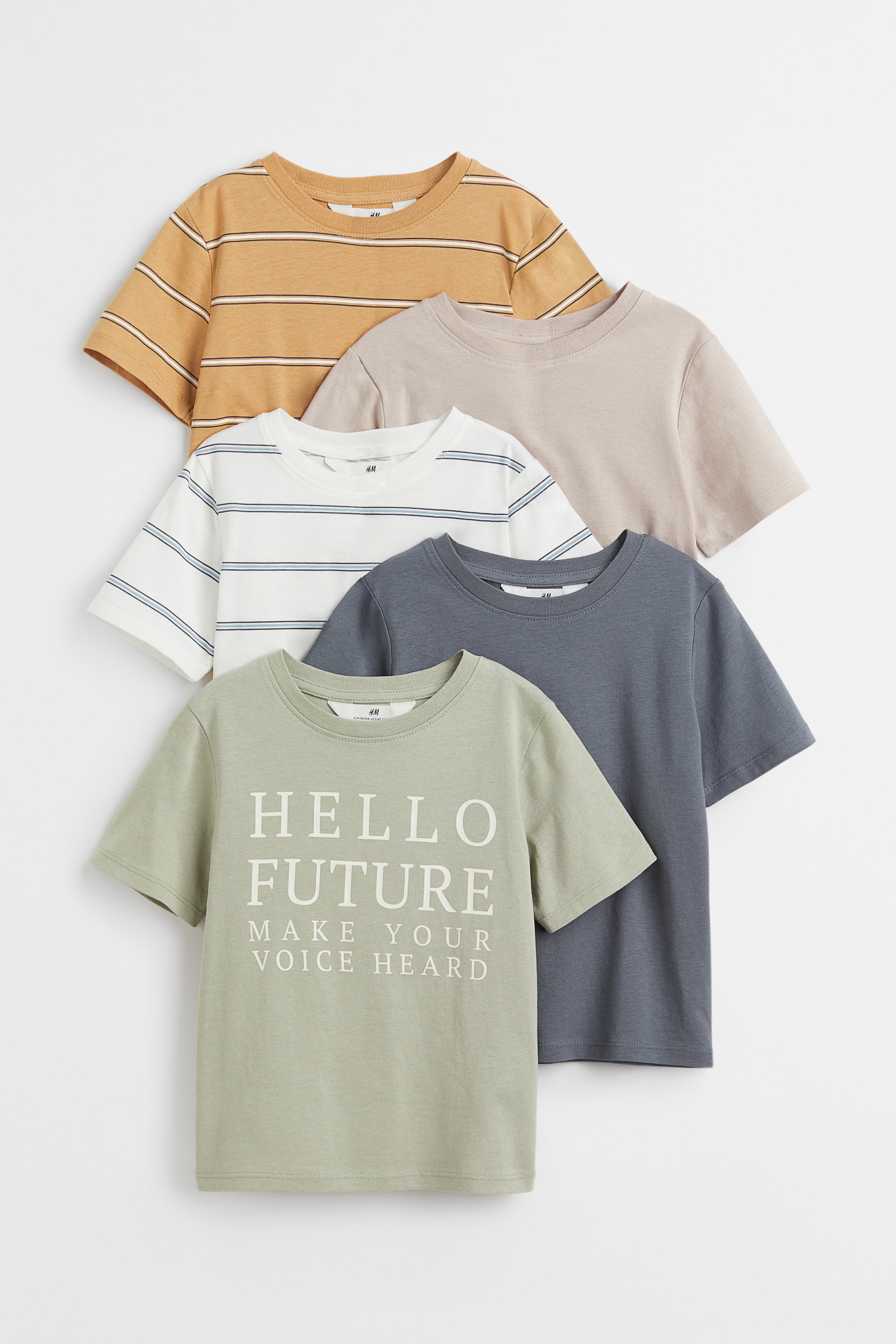 查看大圖: 5件入棉質平紋T恤 - 淺綠色/黃色 - Kids | H&M 1