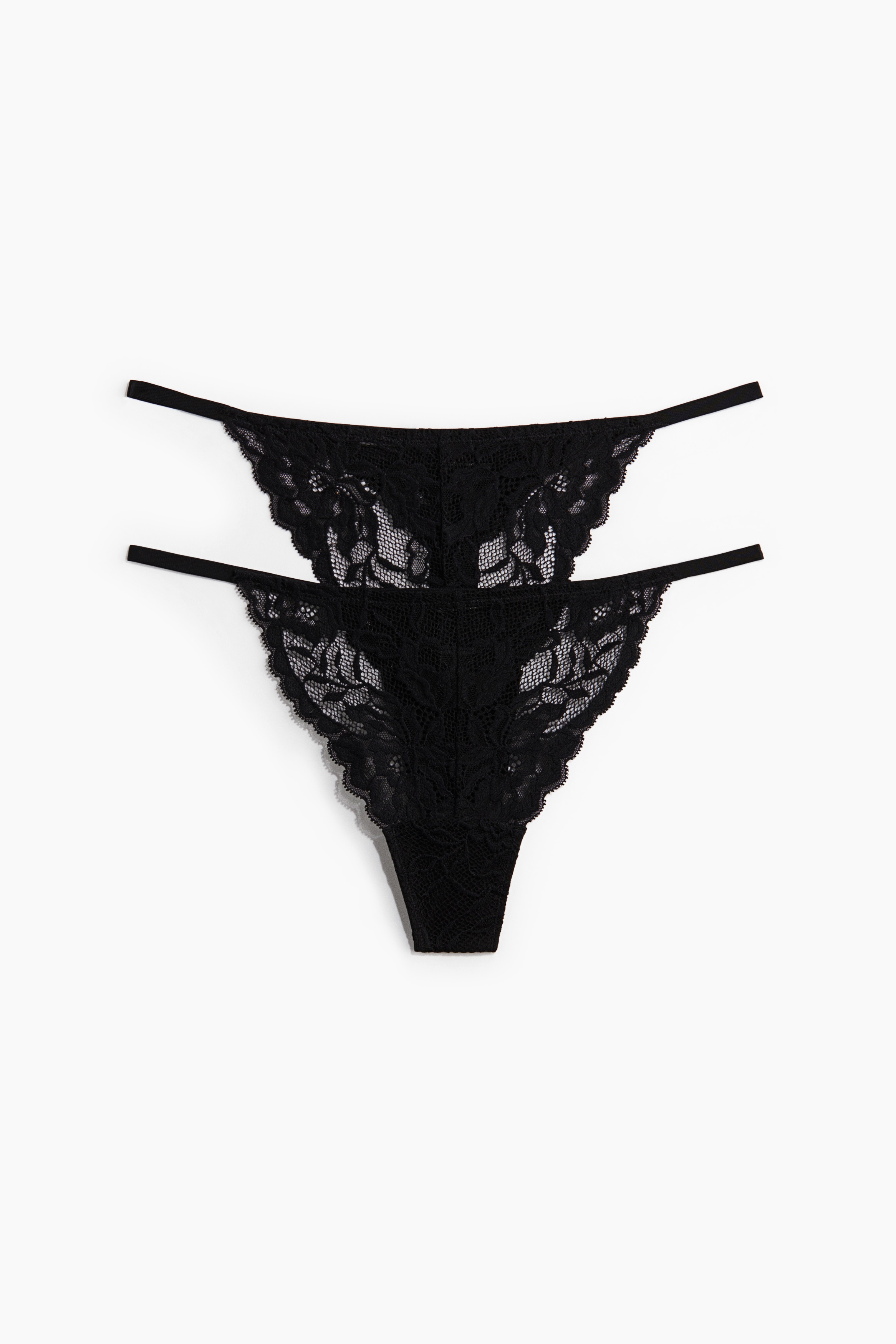 Tanga-perizoma in pizzo 2 pezzi - Nero