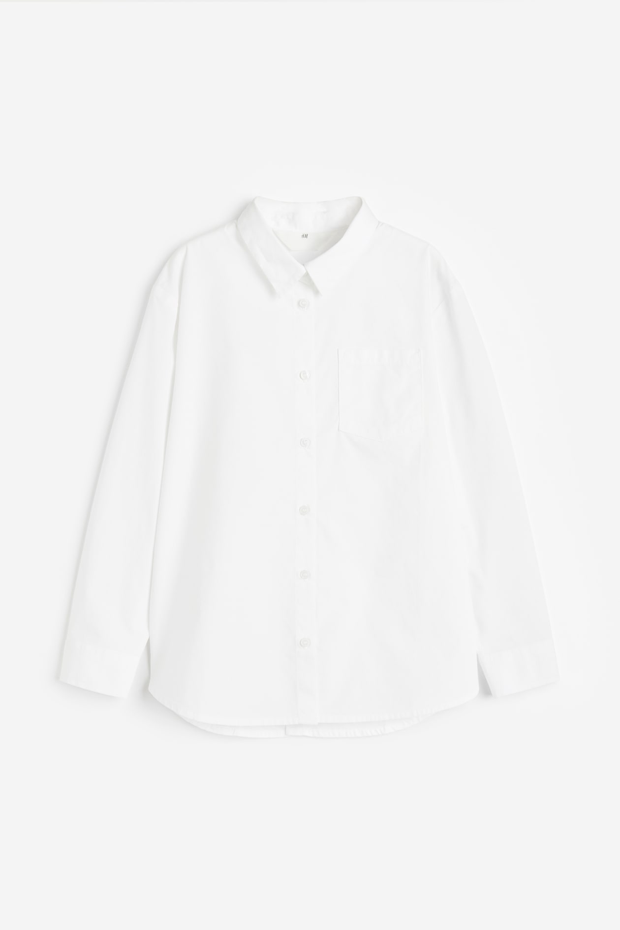 Cotton poplin shirt - Long sleeve - Regular length - White - Kids | H&M GB